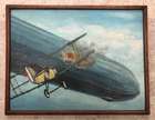 Sopwith Camel biplane attacking the WWI Zeppelin Airship L53-Sold