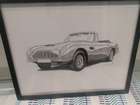 Framed Original Sketch of a DB6 Volante by John T. Kitchen-Sold