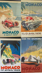 Four 1930s Monaco Grand Prix Reproduction Posters -Sold