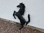 Large Aluminium Cavallino Prancing Horse in Black