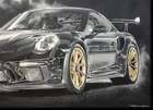 Black 991 GT3 Rennsport. Original Artwork by Tony Upson