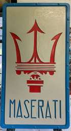 Maserati Trident Hand Painted Rectangular Sign