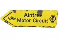 Aintree Motor Circuit AA Enamel Directional Sign 