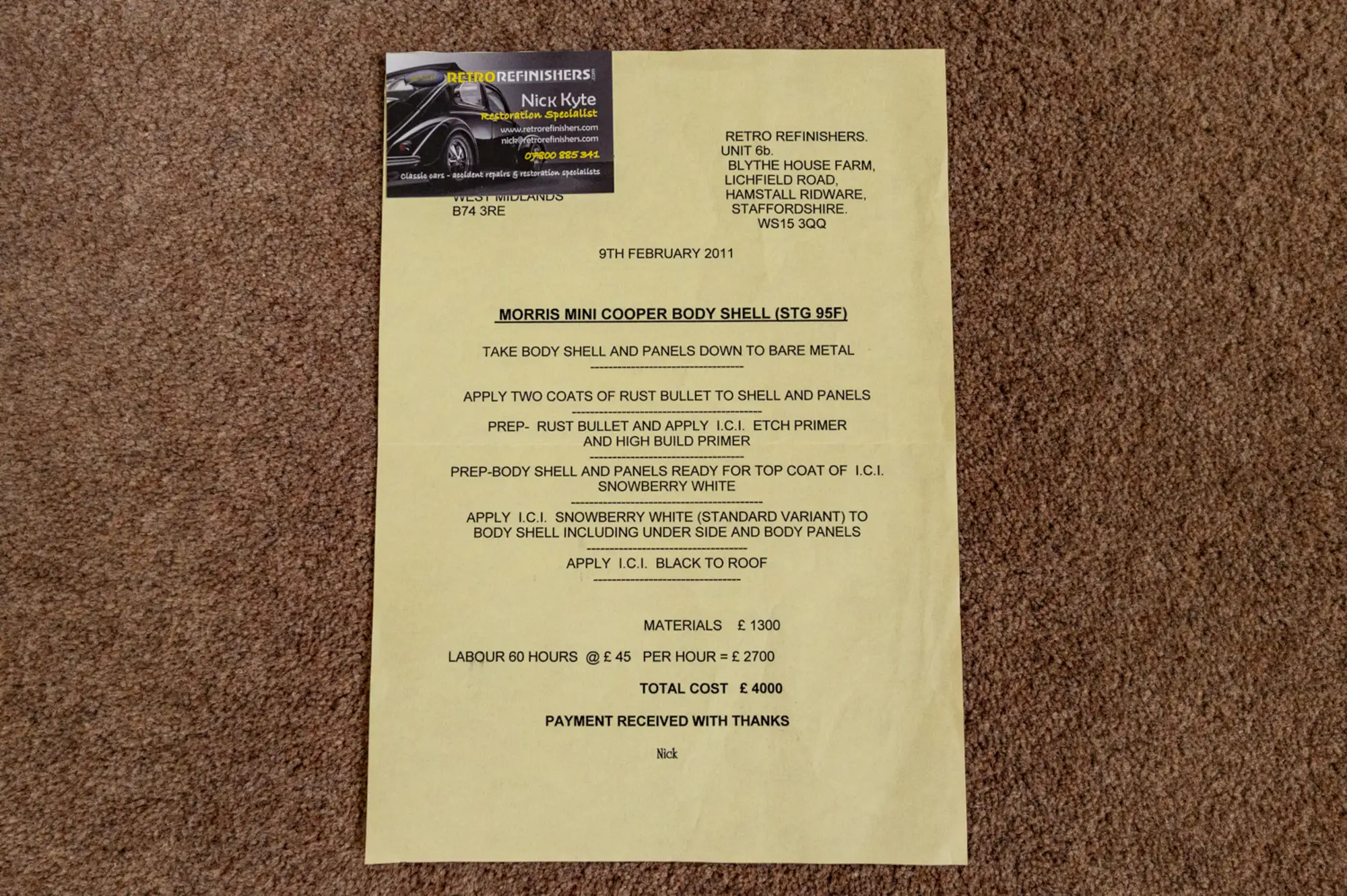 1968 Morris Mini Cooper Mk 2 998cc -Sold