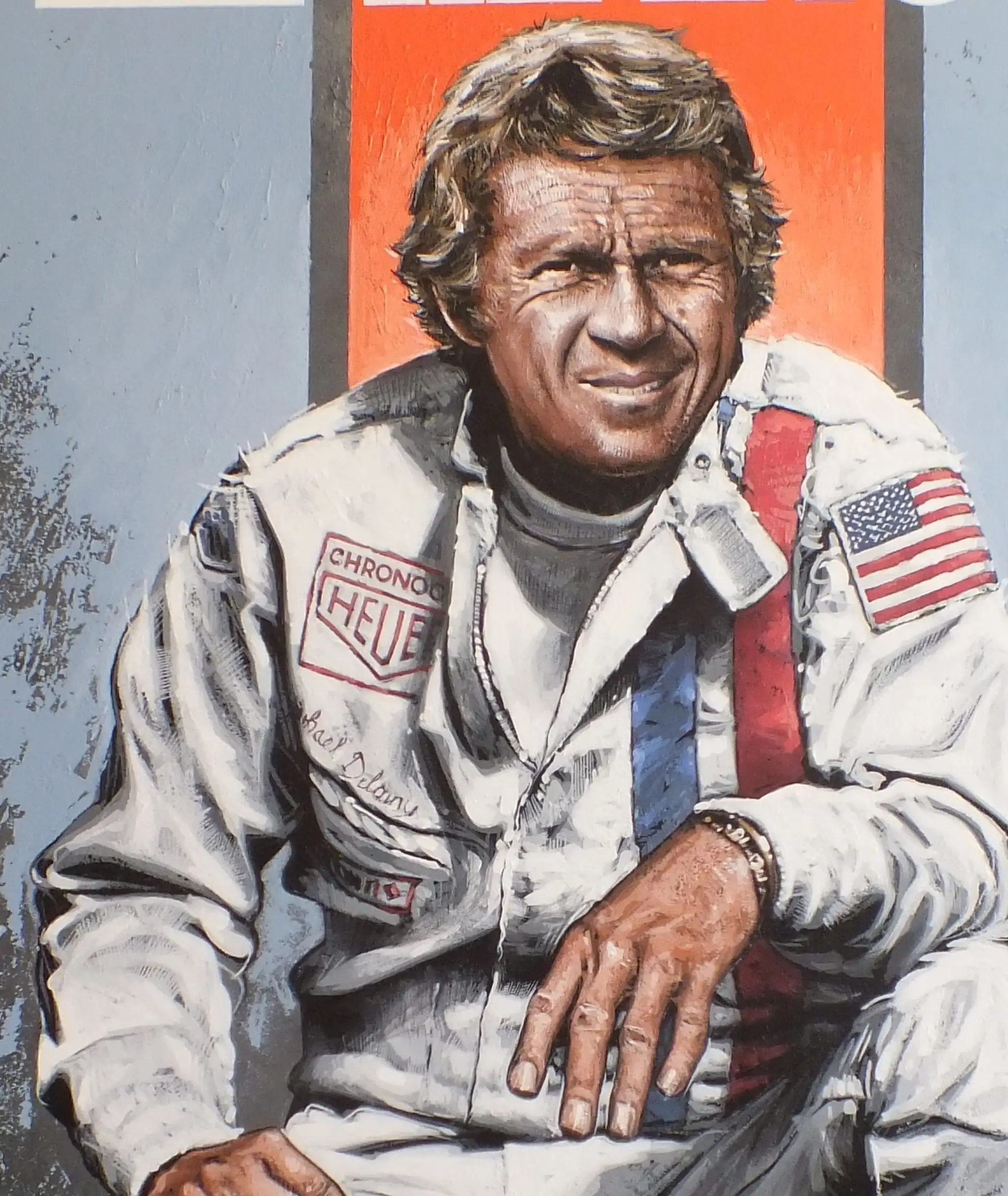 Steve McQueen - Racing is Life. Original Acrylic by Tony Upson