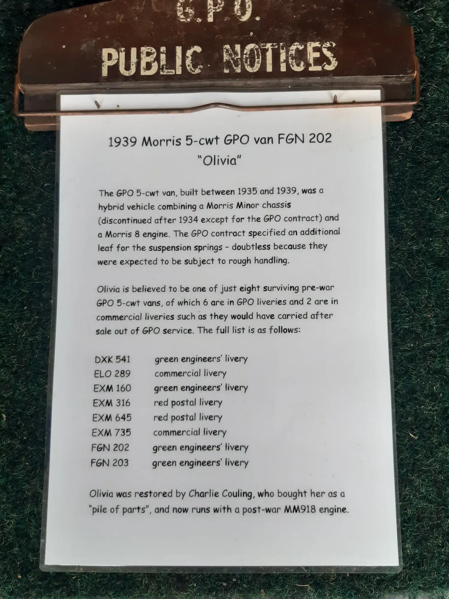 1938 Morris Minor 5 Cwt GPO Van-Sold