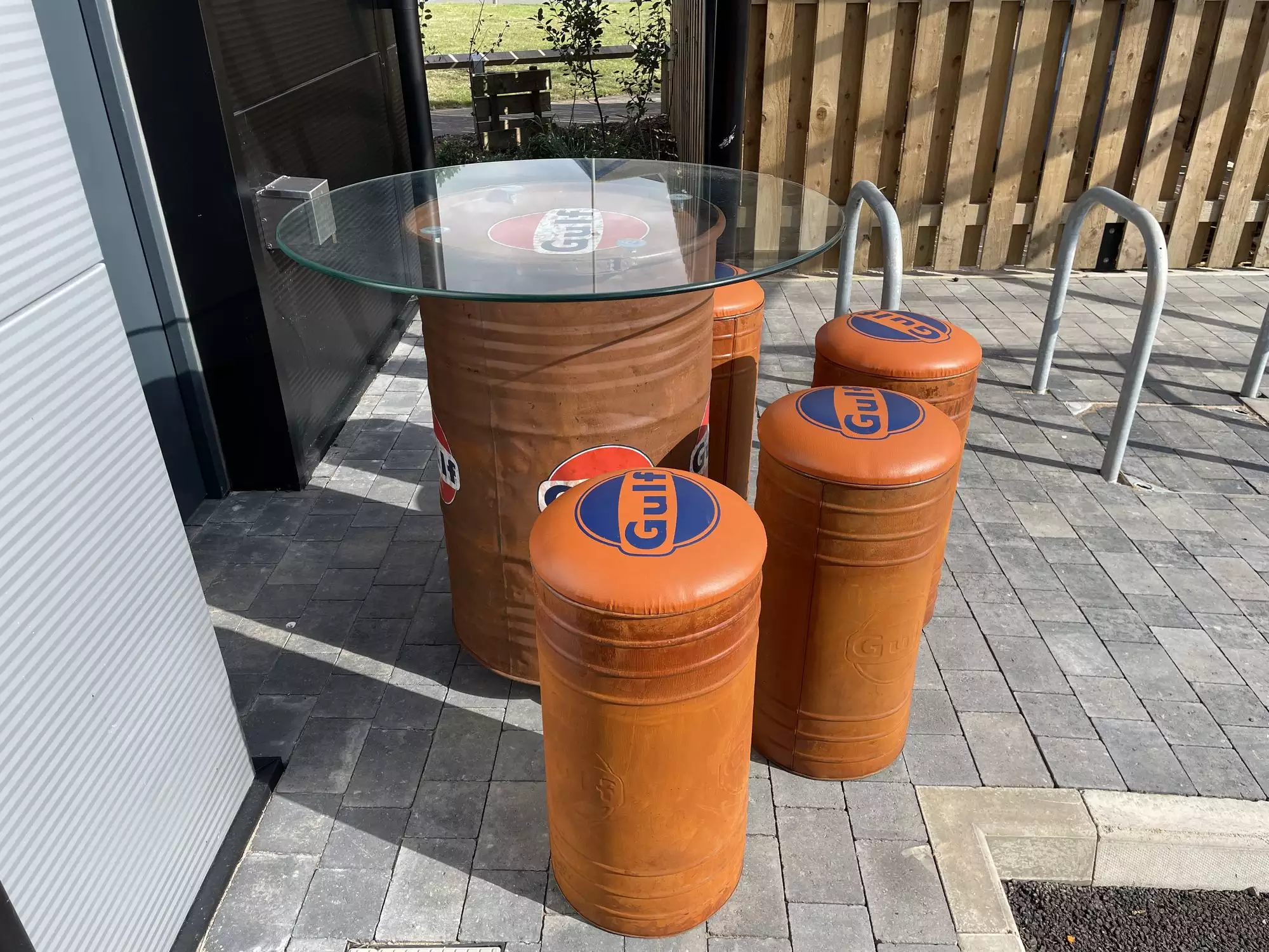 Gulf-Themed Oil Drum Table and Seat Set