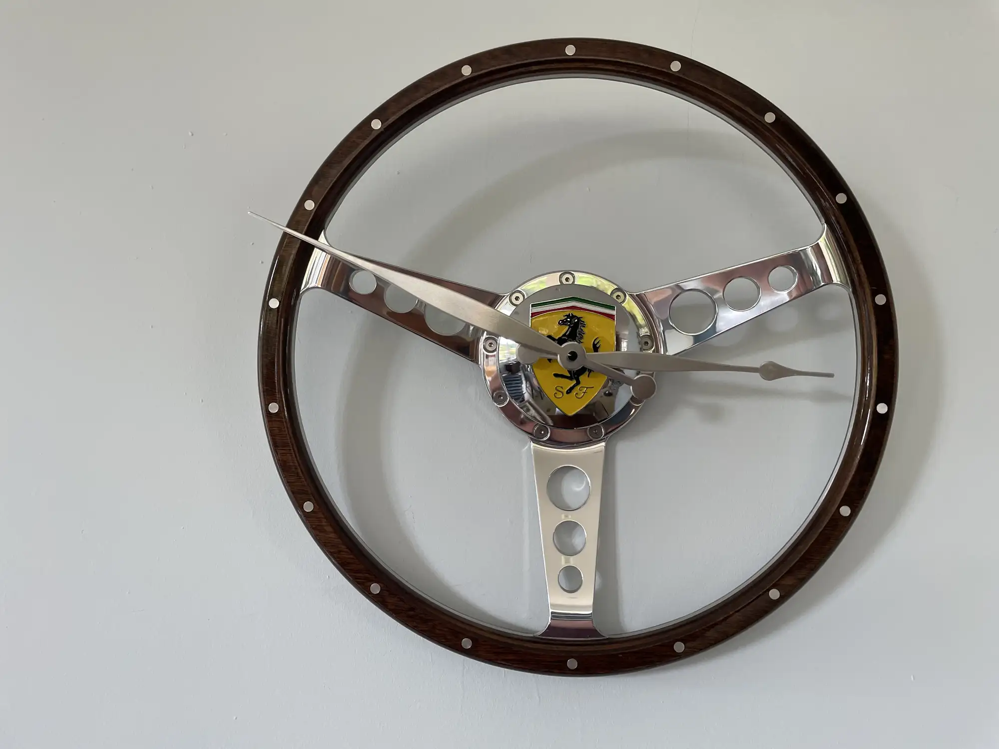 Wood-Rimmed Alloy Steering Wheel Wall Clock*