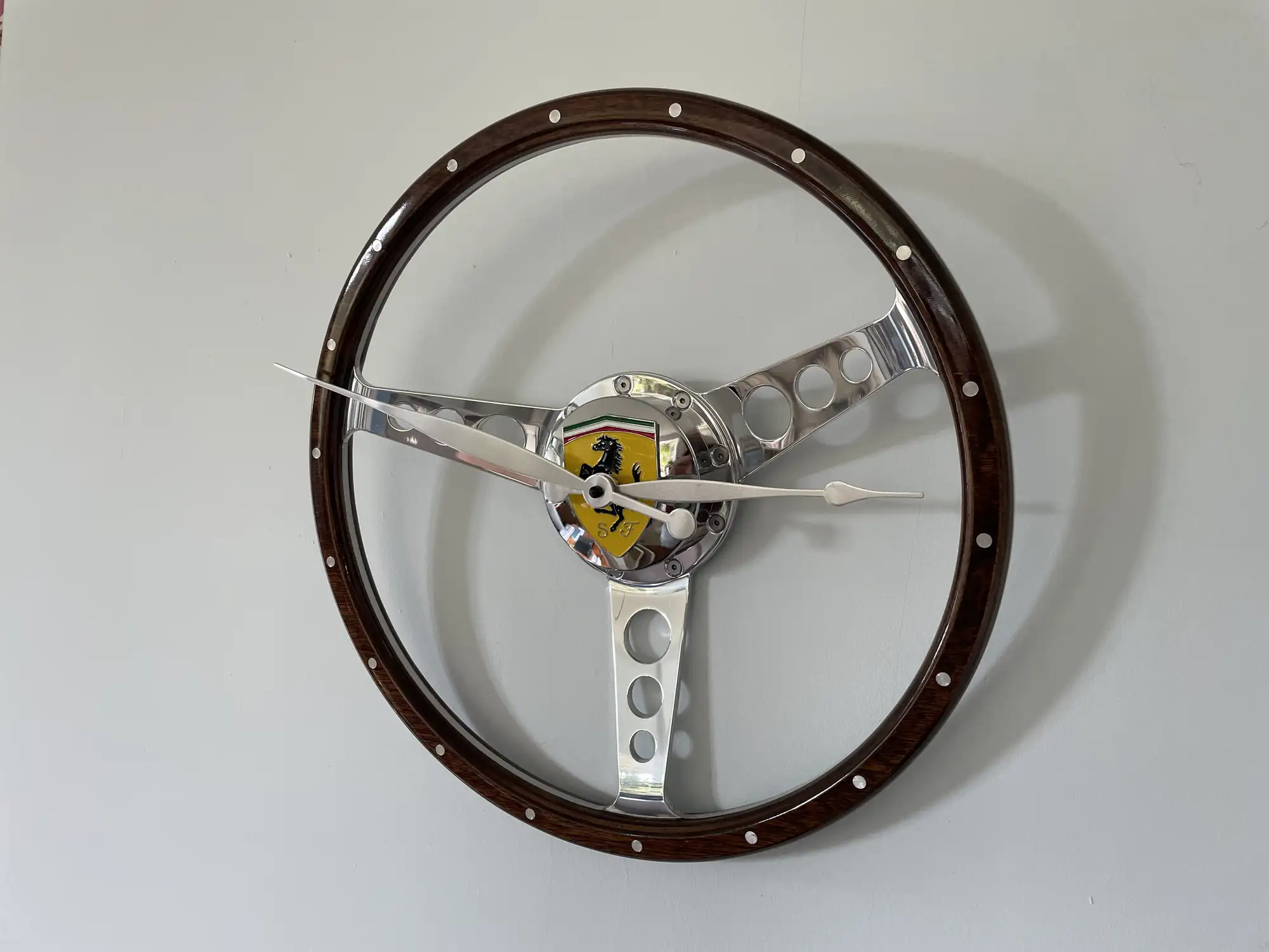 Wood-Rimmed Alloy Steering Wheel Wall Clock*