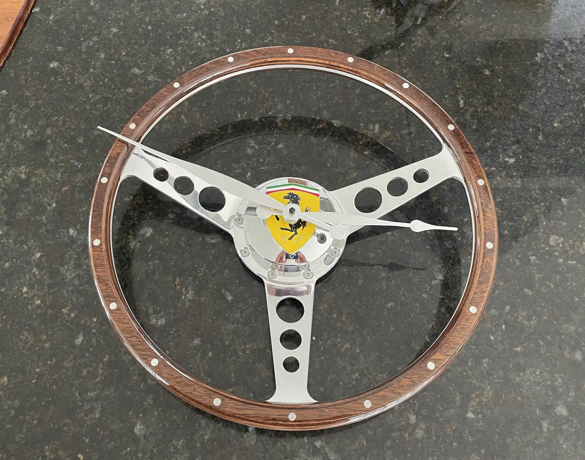 Wood-Rimmed Alloy Steering Wheel Wall Clock*