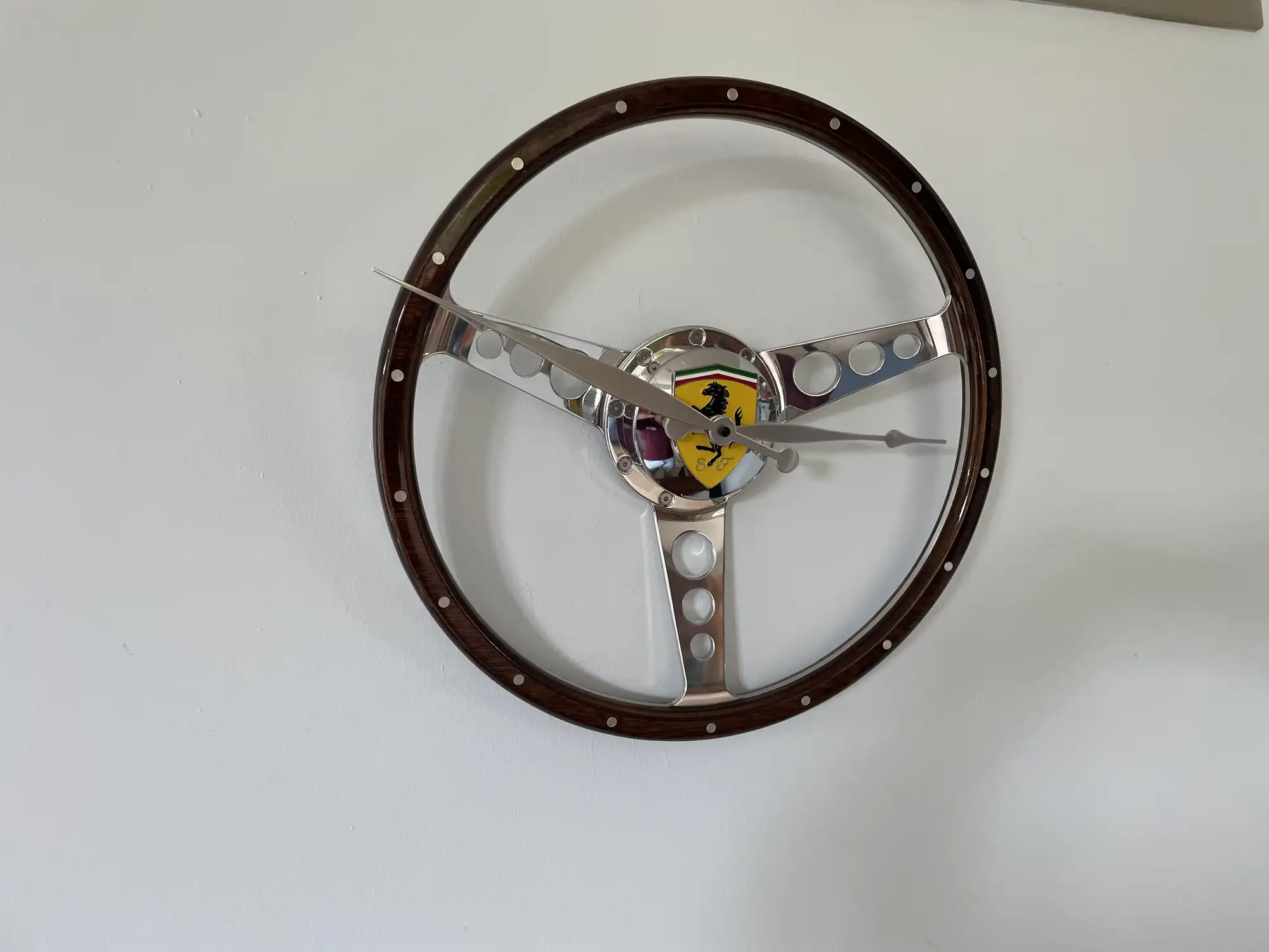 Wood-Rimmed Alloy Steering Wheel Wall Clock*