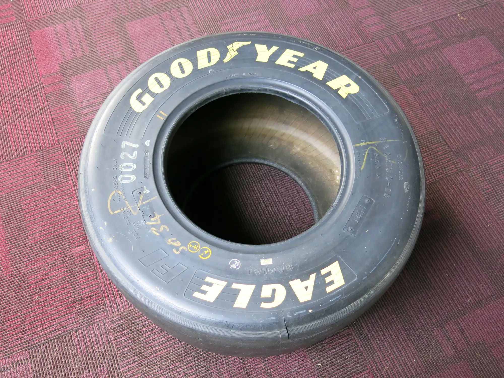 Williams Formula 1 Goodyear Eagle Tyre Glass-Topped Table  