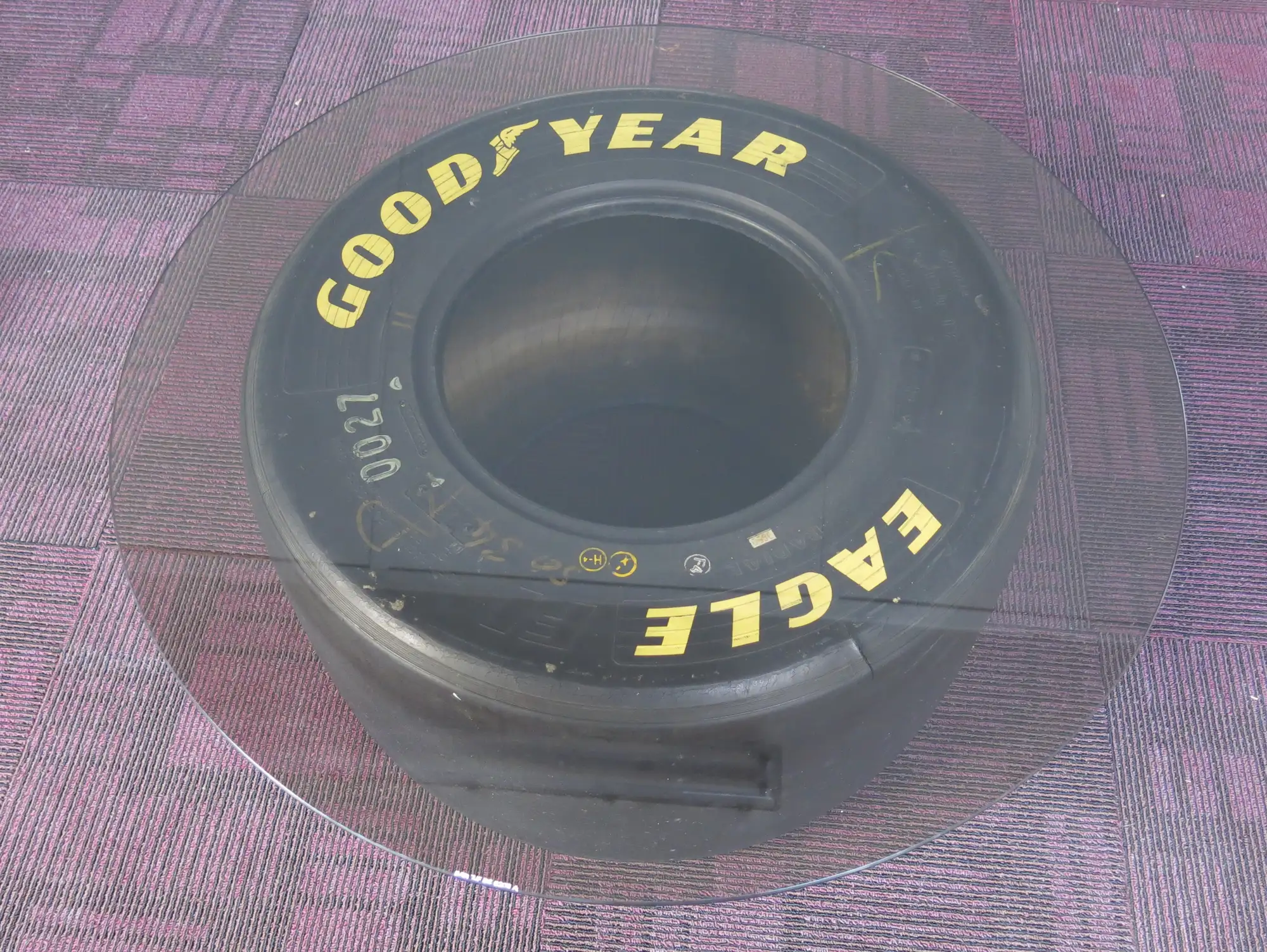 Williams Formula 1 Goodyear Eagle Tyre Glass-Topped Table  