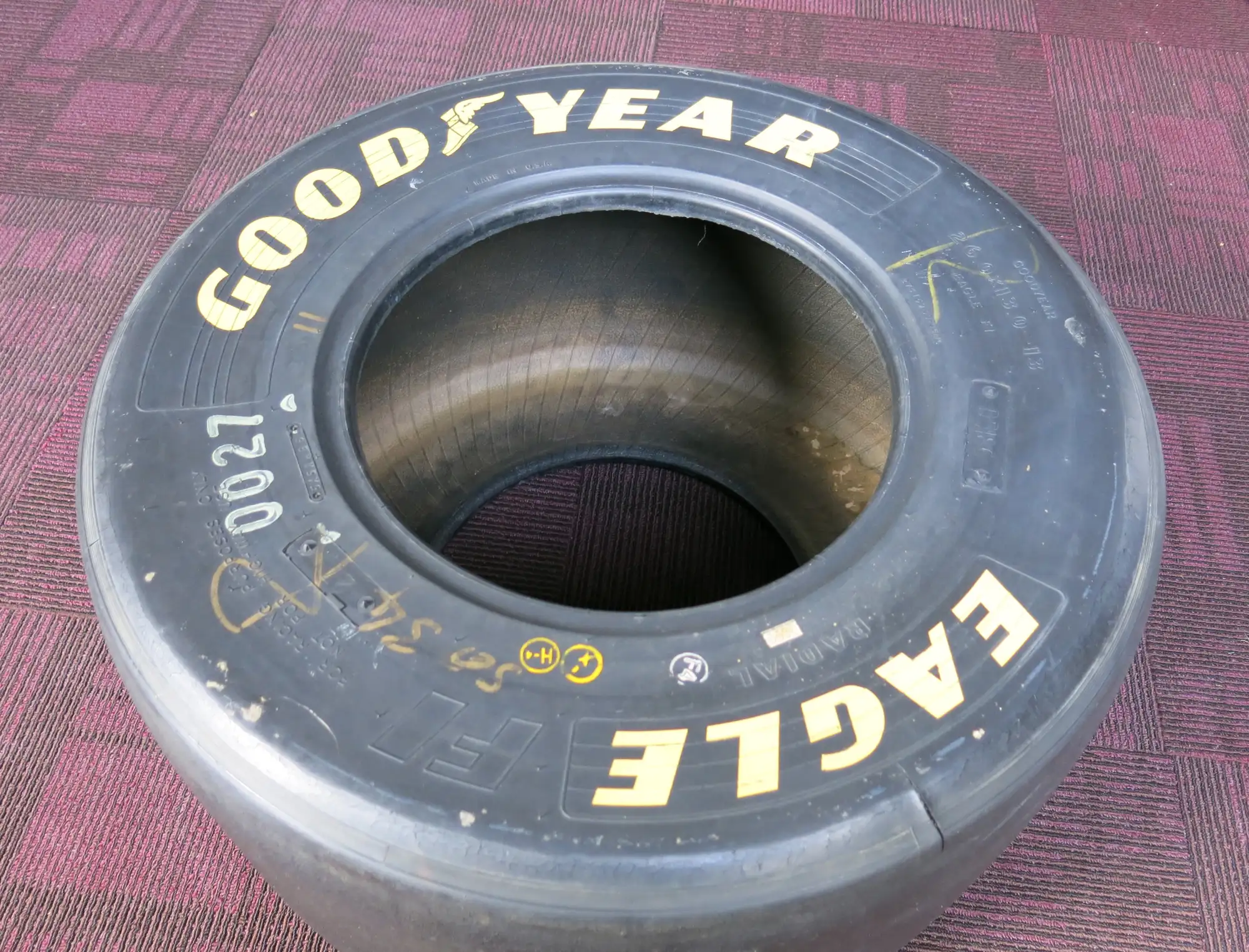 Williams Formula 1 Goodyear Eagle Tyre Glass-Topped Table  