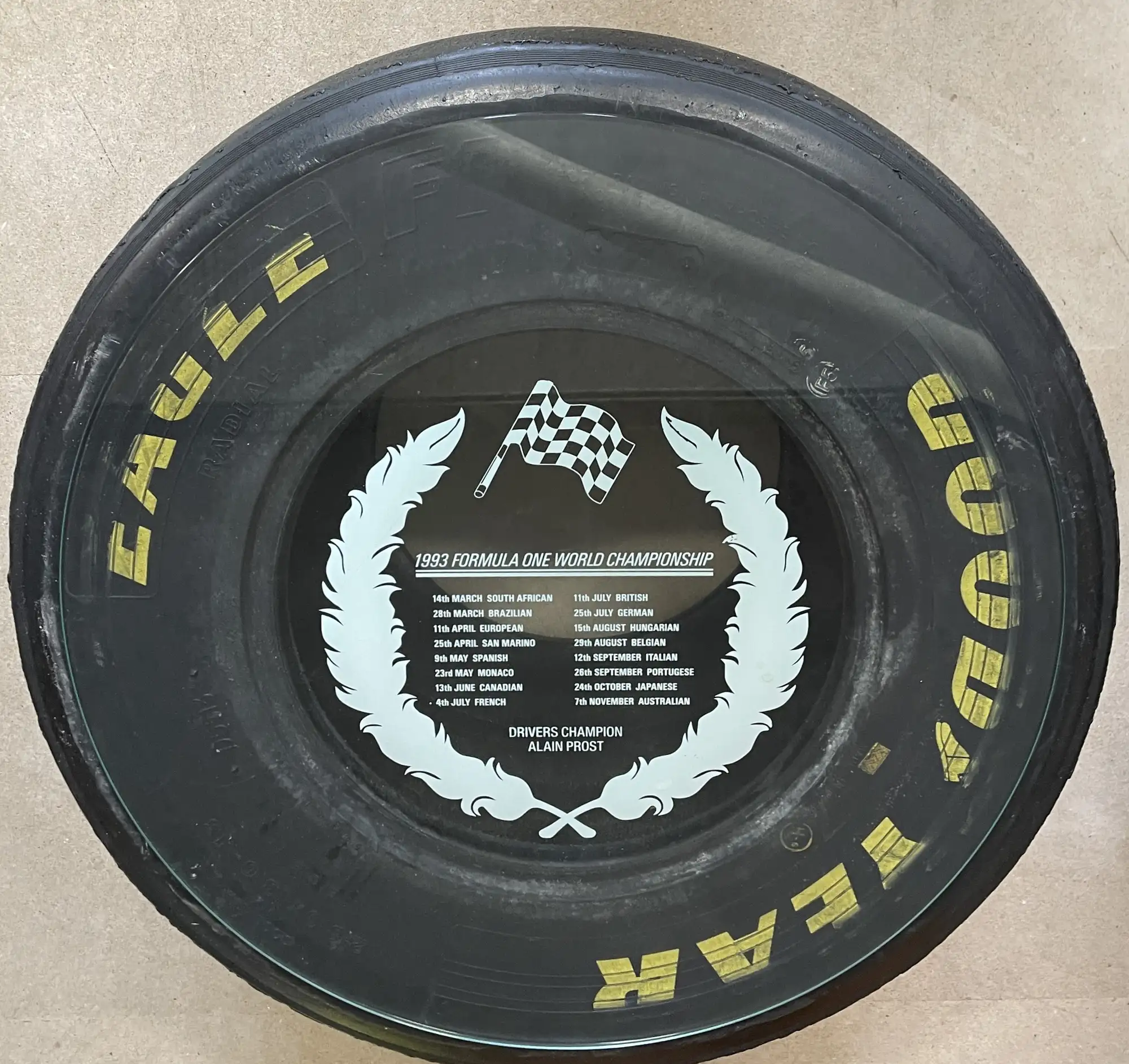 Iconic Auctioneers | 1993 Formula 1 Goodyear Eagle Tyre Table