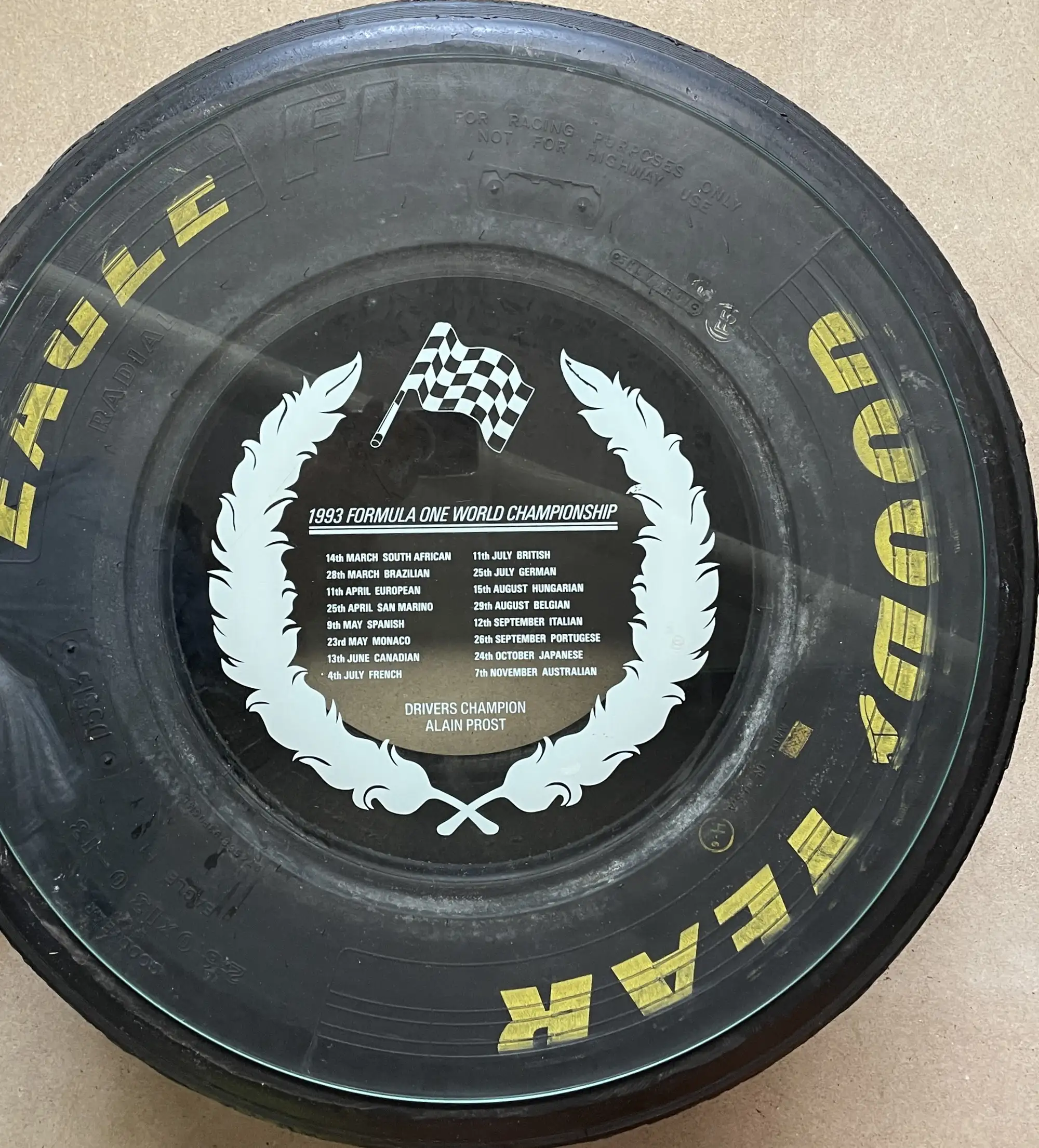 Iconic Auctioneers | 1993 Formula 1 Goodyear Eagle Tyre Table