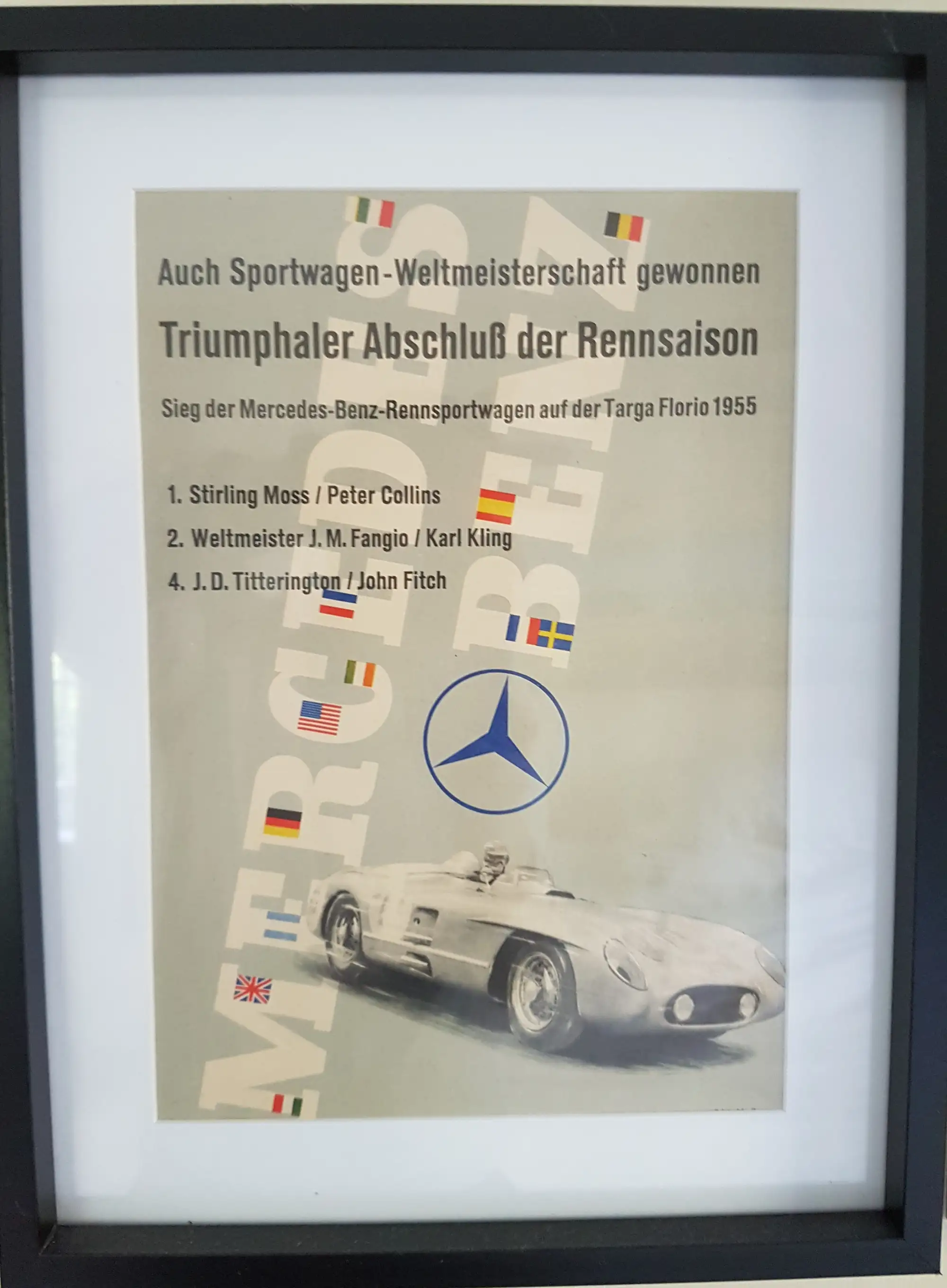 1955 Mille Miglia and Targo Floria Mercedes-Benz 300 SLR Posters -Sold