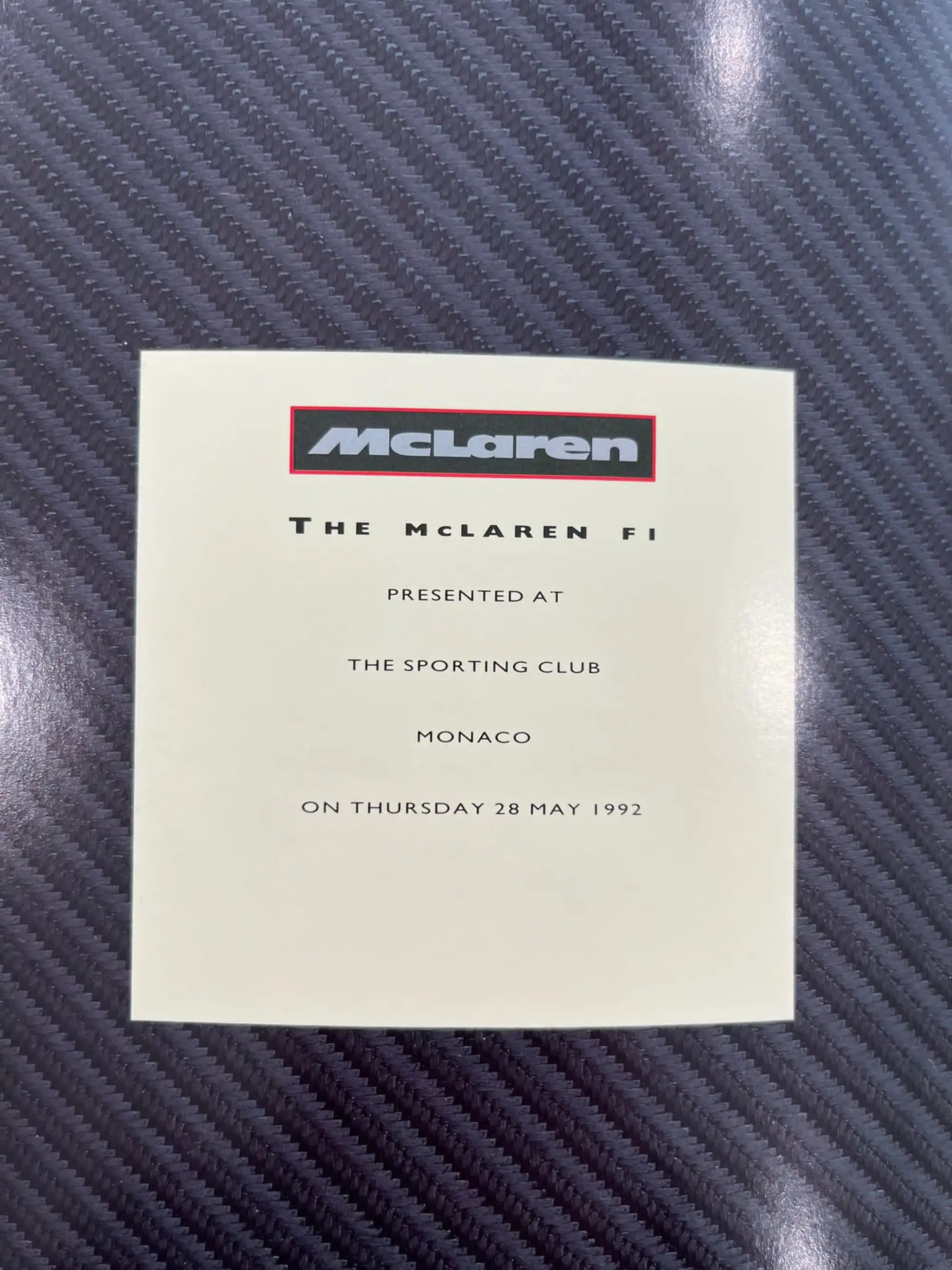 1992 McLaren F1 Launch Brochure in Presented in it's Orginal-Sold