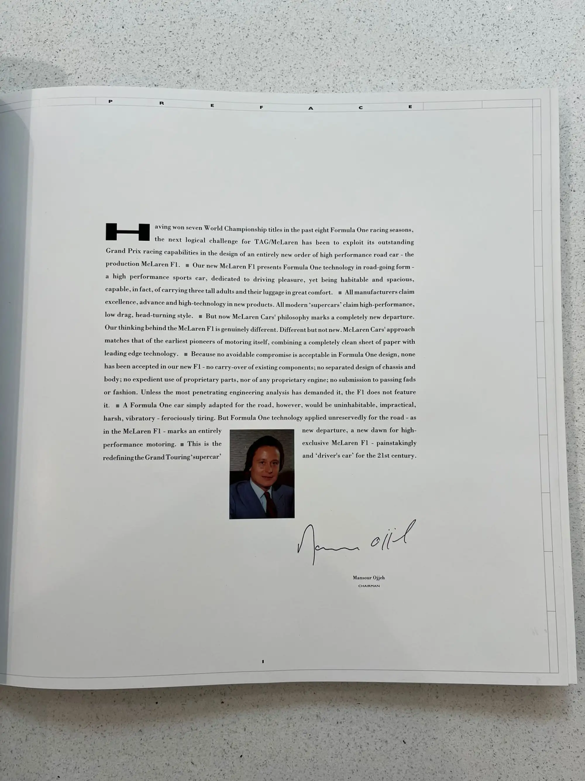 1992 McLaren F1 Launch Brochure in Presented in it's Orginal-Sold
