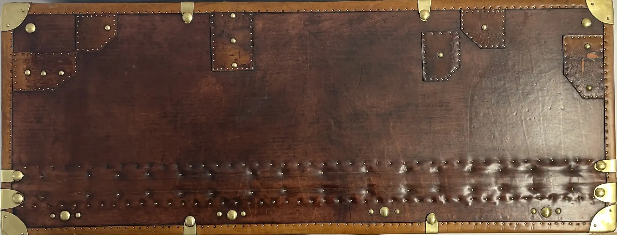 Large Leather Travel Trunk Bearing the Royal Corps of Marines and George V Coat of Arms