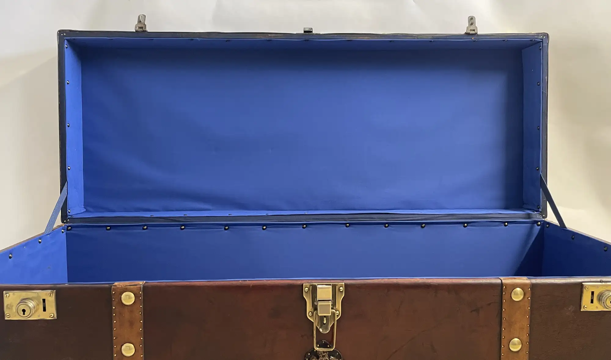 Large Leather Travel Trunk Bearing the Royal Corps of Marines and George V Coat of Arms