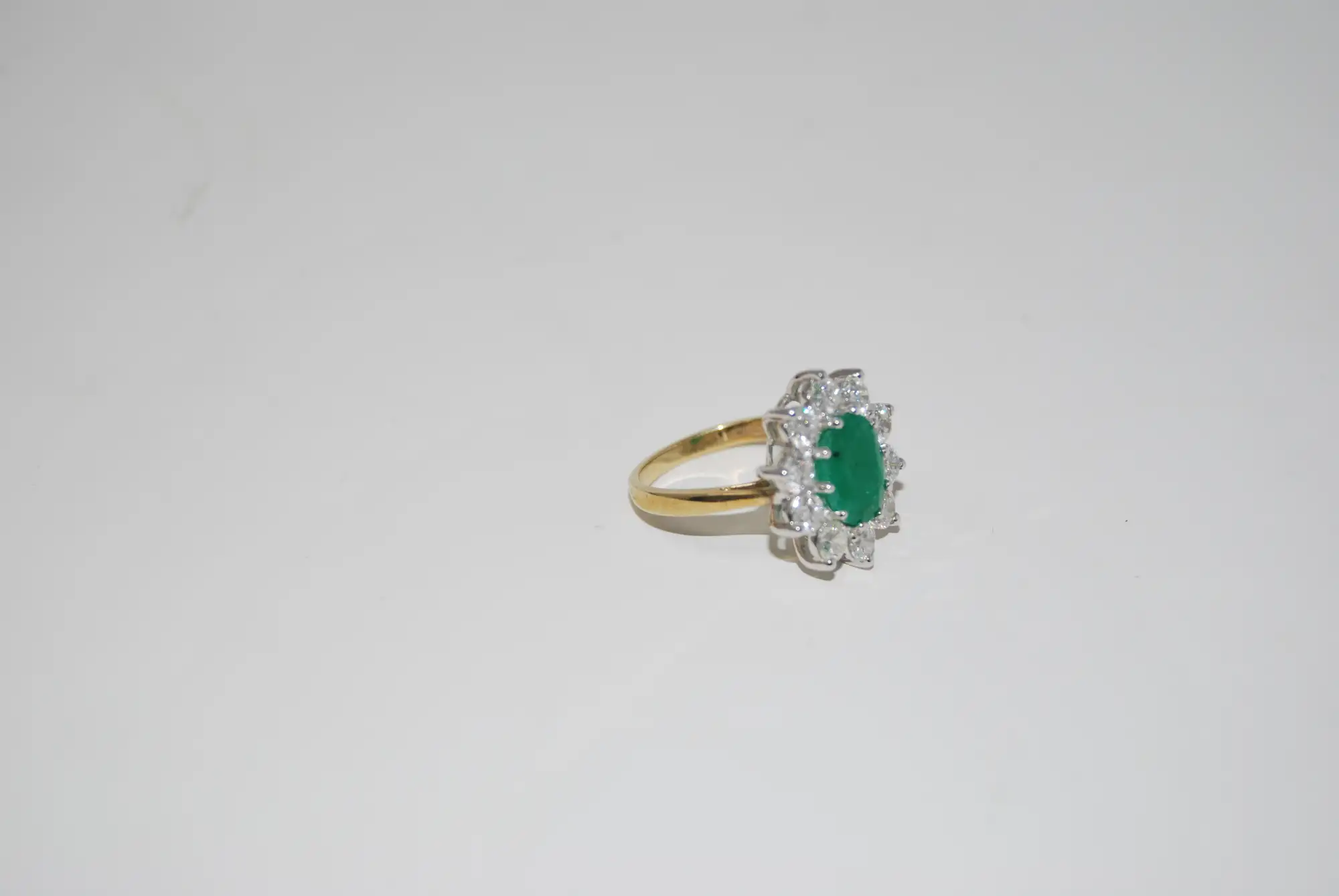 Emerald and Diamond Cluster Ring