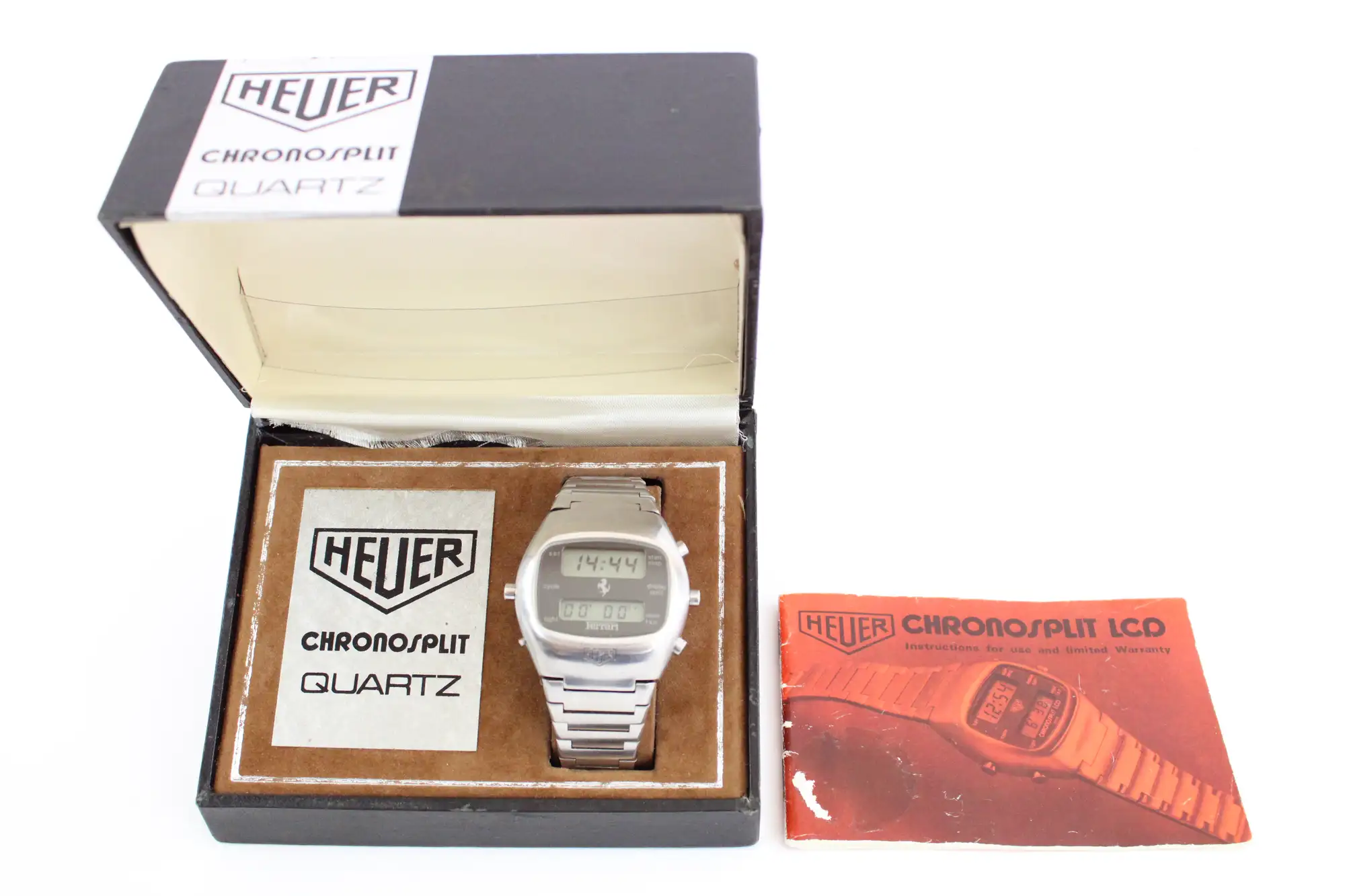 1977-78 Heuer Ferrari Chronosplit 102.703 Quartz LCD Watch 1-For Sale