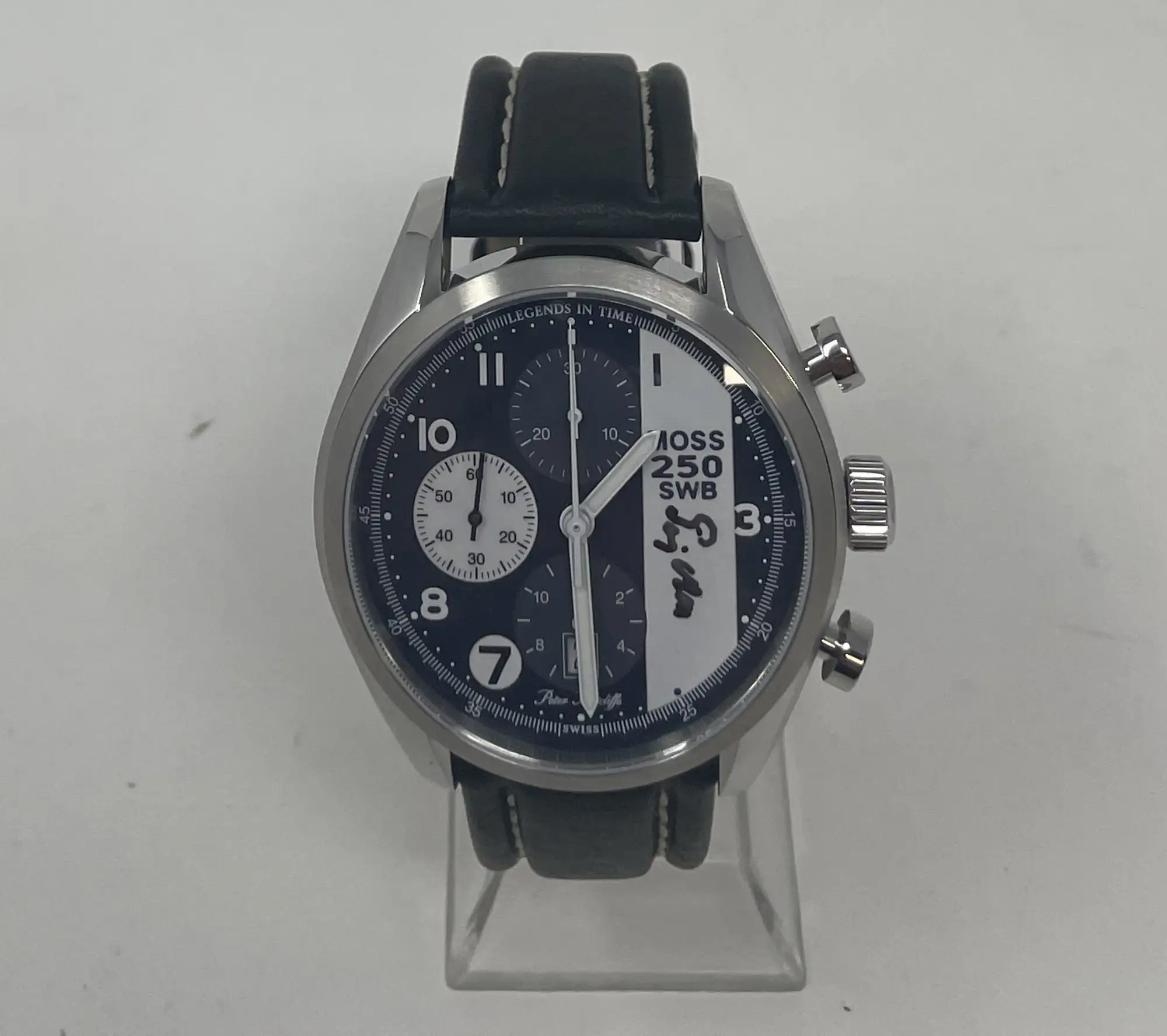 Hand-Signed Stirling Moss Ferrari 250 SWB Quality Chronograp-For Sale