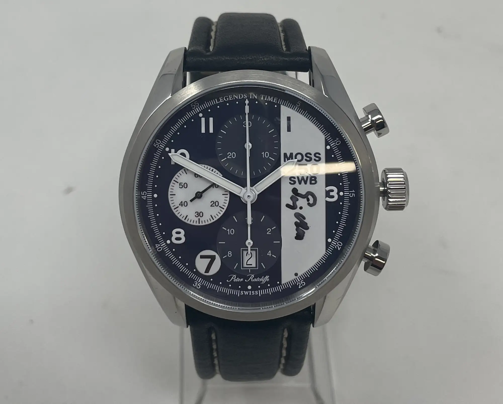 Hand-Signed Stirling Moss Ferrari 250 SWB Quality Chronograp-For Sale