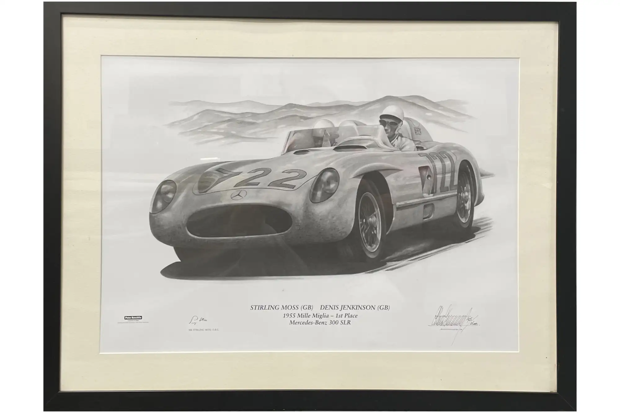 Rare Stirling Moss-Signed 1955 Mille Miglia 722 Mercedes-Ben-Sold