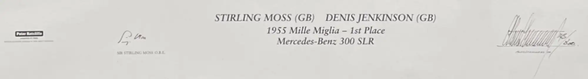 Rare Stirling Moss-Signed 1955 Mille Miglia 722 Mercedes-Ben-Sold
