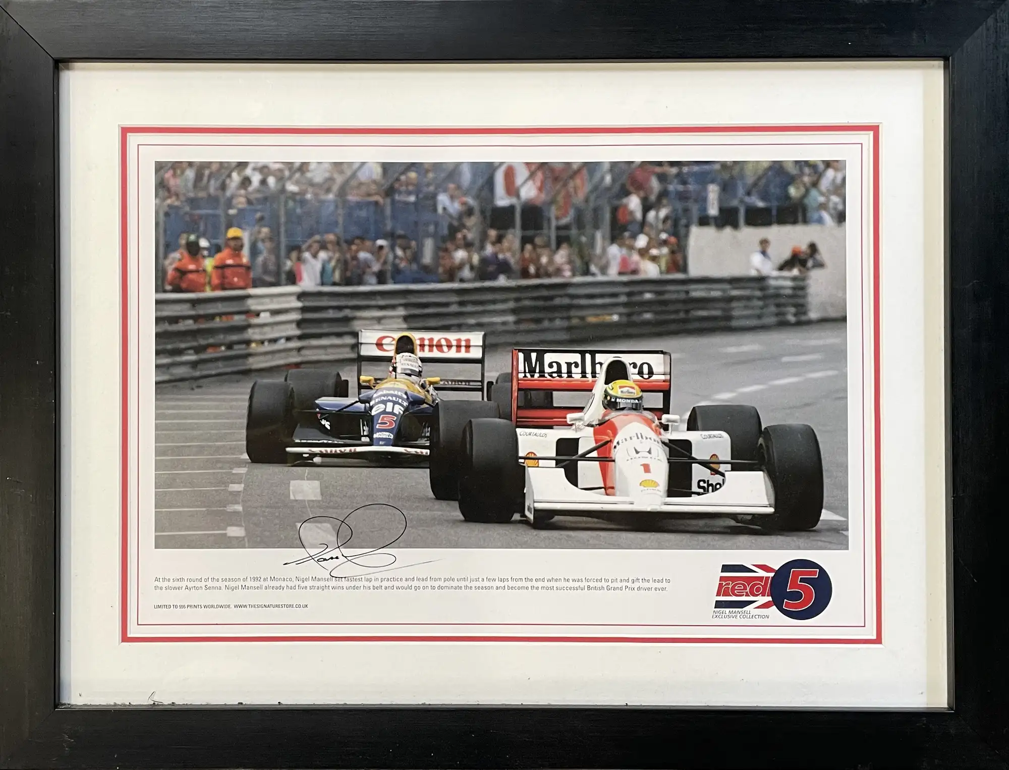 Mansell Versus Senna Monaco 1992 Signed by Nigel Mansell OBE-Sold
