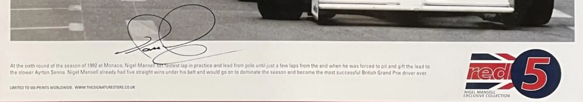 Mansell Versus Senna Monaco 1992 Signed by Nigel Mansell OBE-Sold