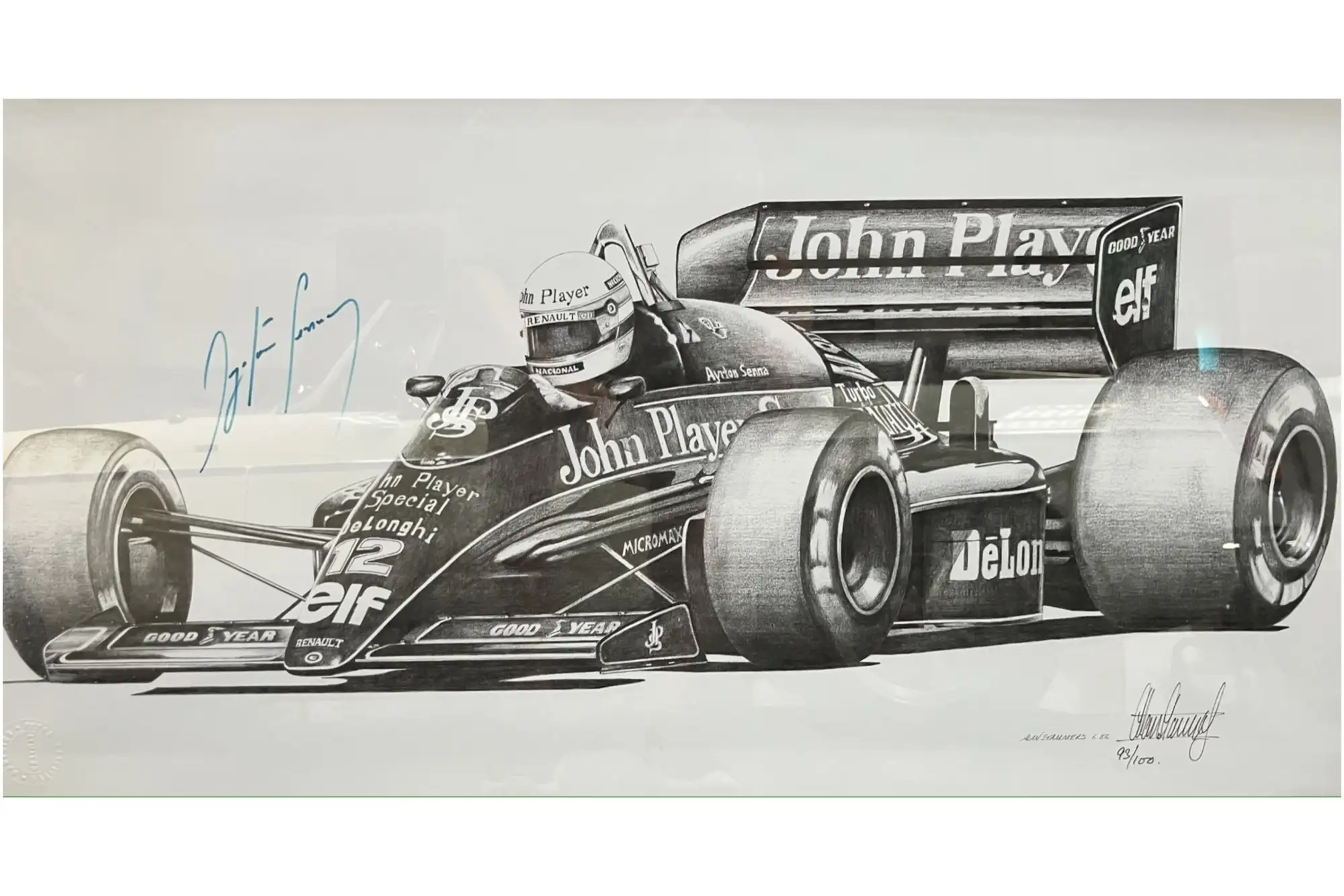 Very Rare Print Hand-Signed by Ayrton Senna-For Sale