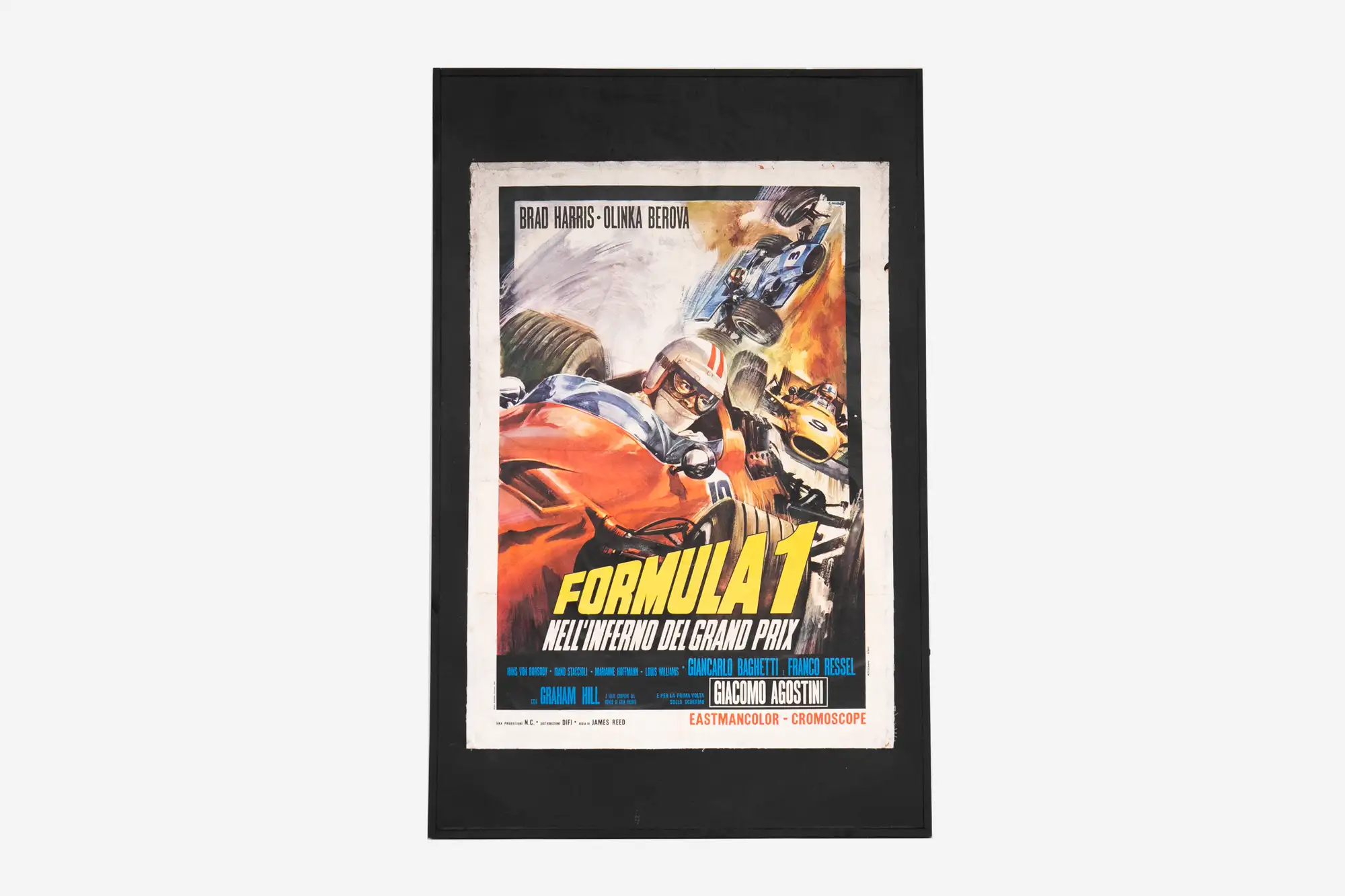 Large Original Cinema Poster for the Film Formula 1 on Linen-For Sale