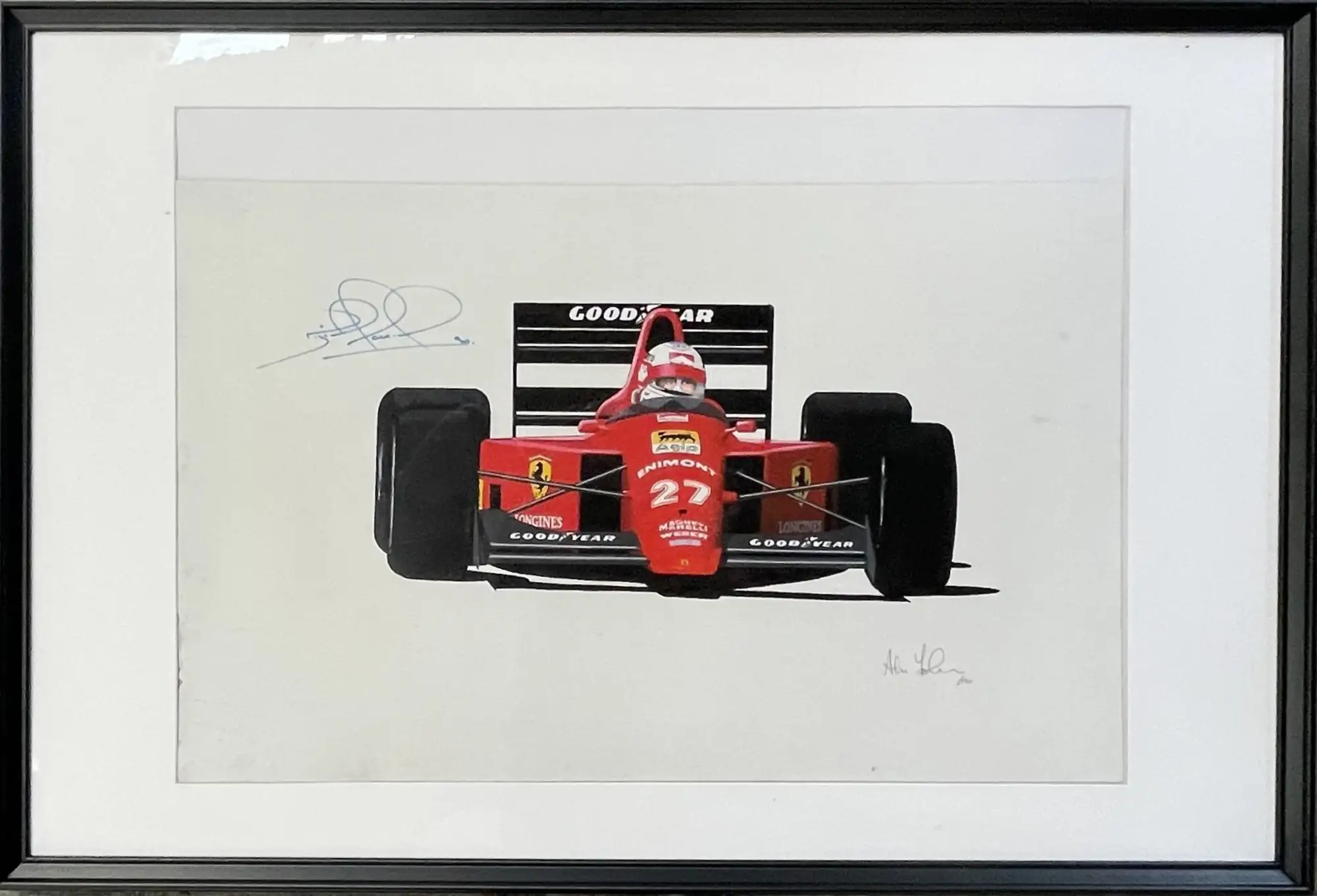 Nigel Mansell Signed Ferrari F640 Watercolour-Sold