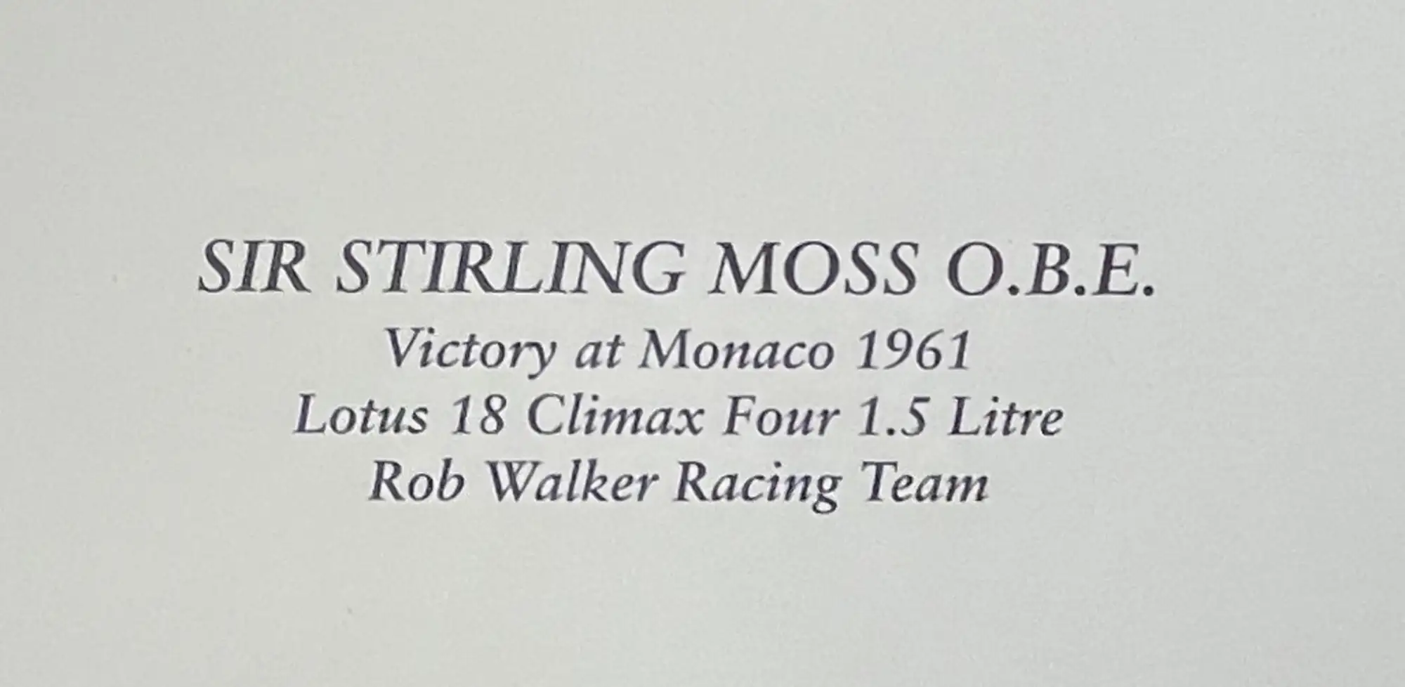 Stirling Moss Victory at Monaco 1961-Sold