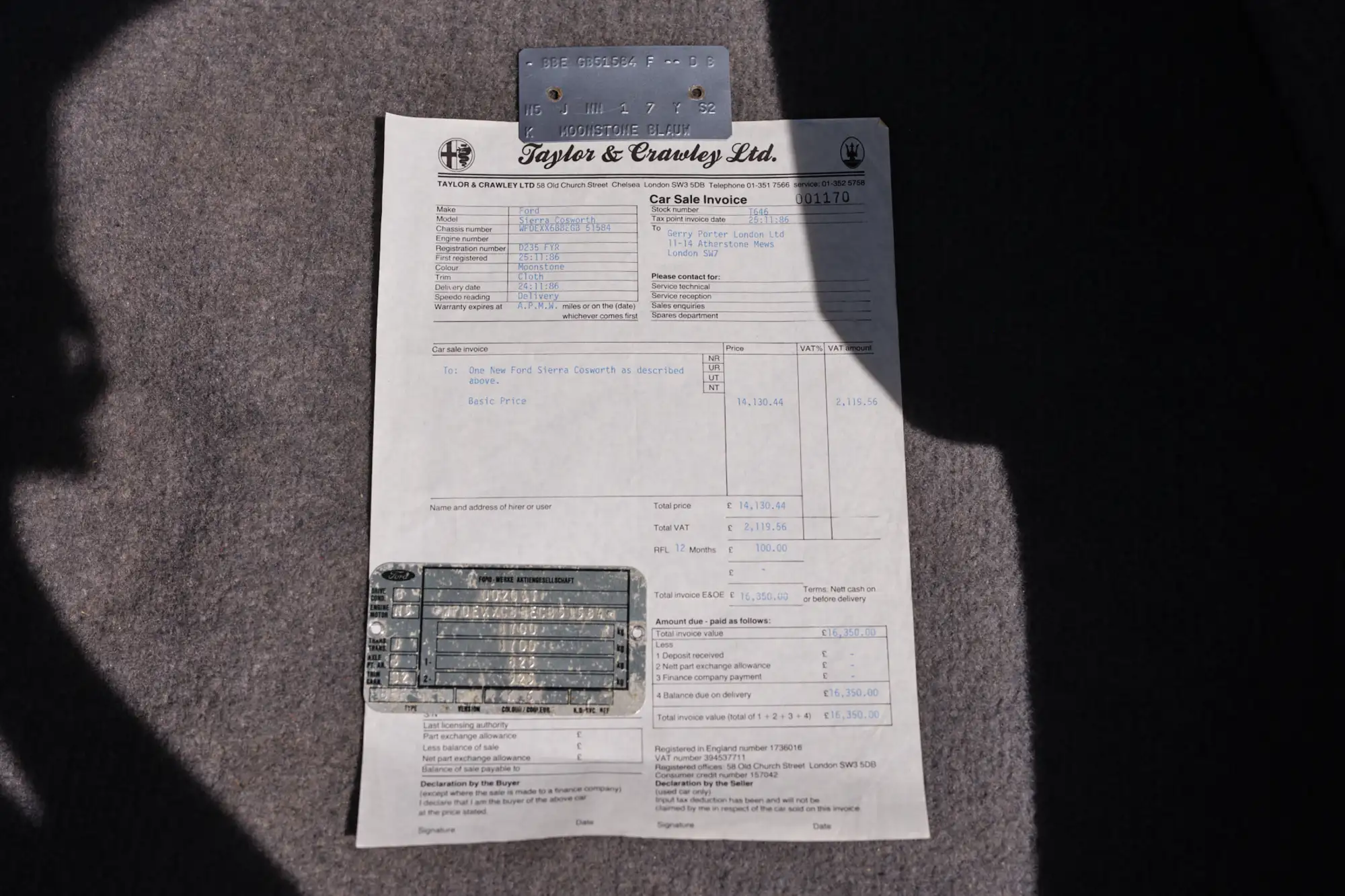 1986 Ford Sierra RS Cosworth by Brodie Brittain Racing-Sold