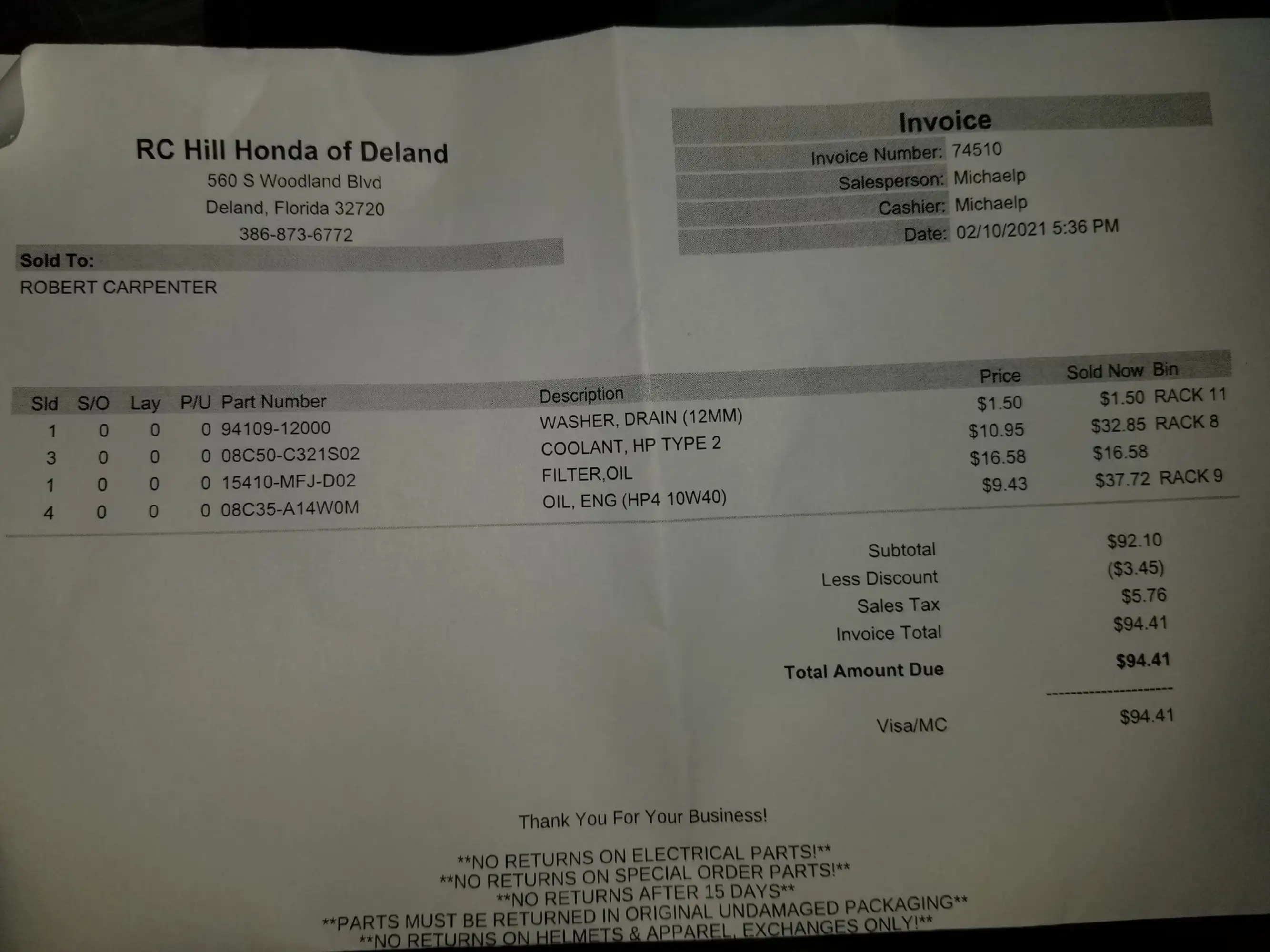 1990 Honda VFR750R Type RC30 748cc-Sold