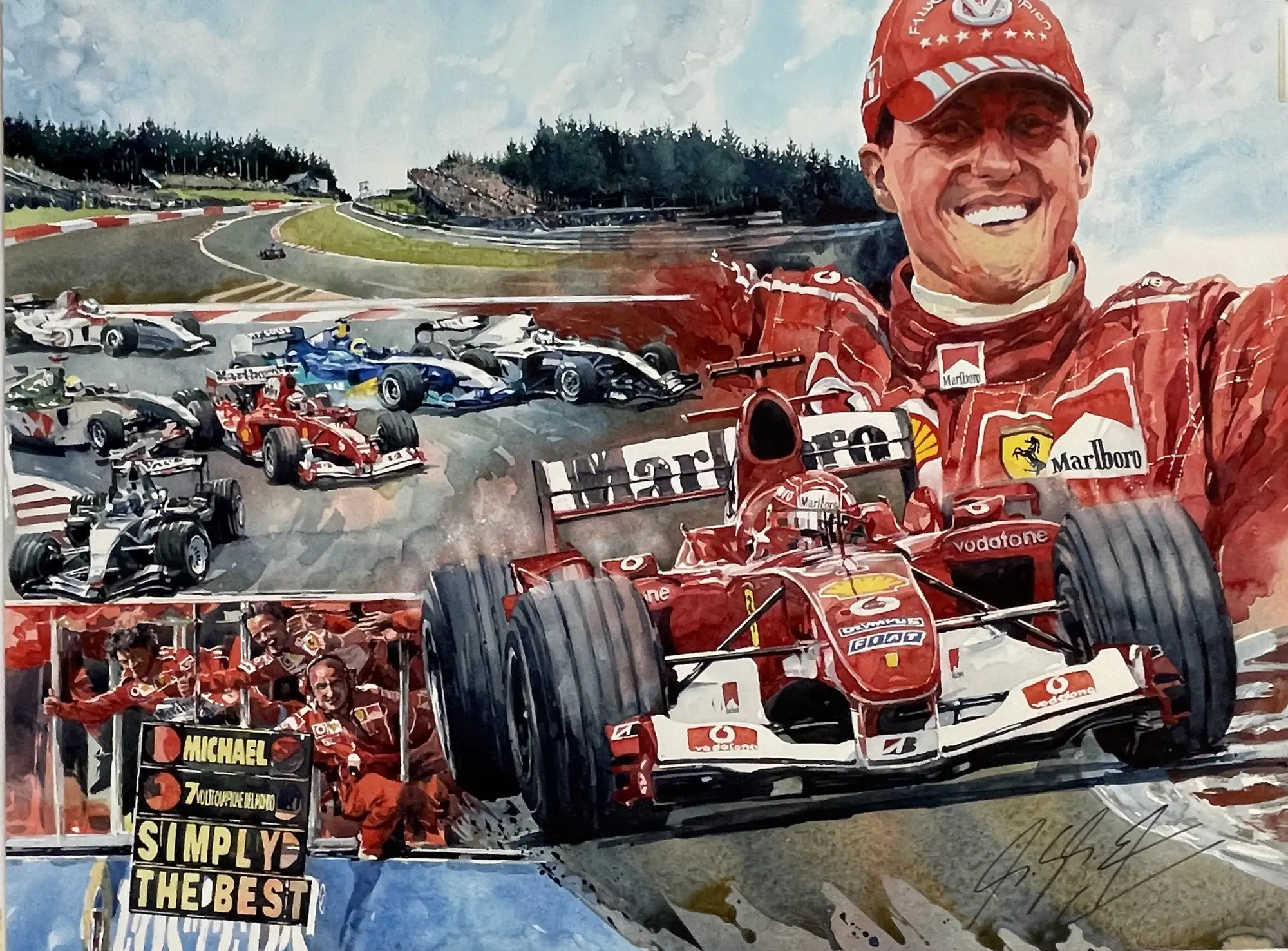 Michael Schumacher Tribute '7 Volte Campione del Mondo' Orig-For Sale