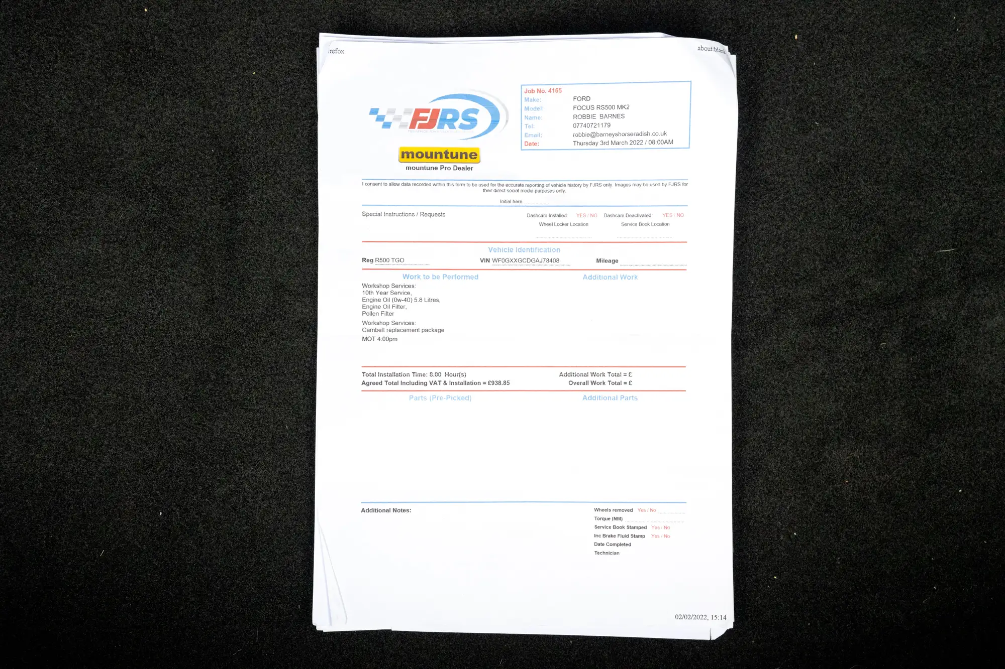 2011 Ford Focus RS500-Sold