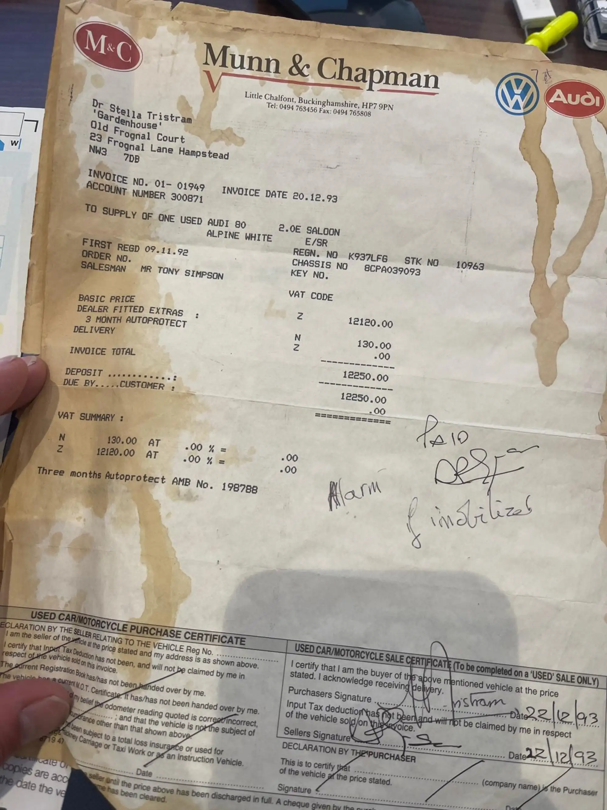 1992 Audi 80 2.0E Saloon-Sold