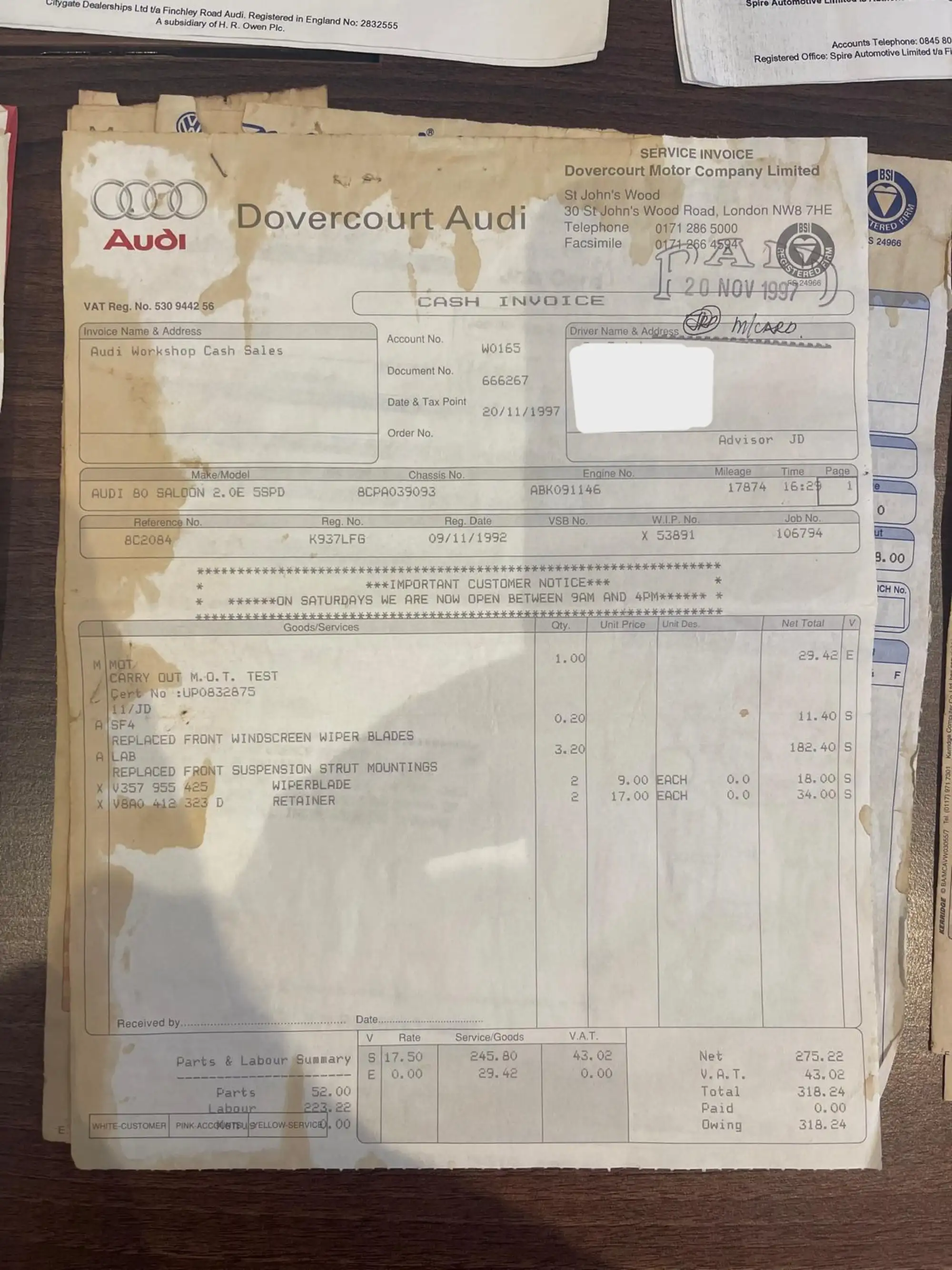 1992 Audi 80 2.0E Saloon-Sold
