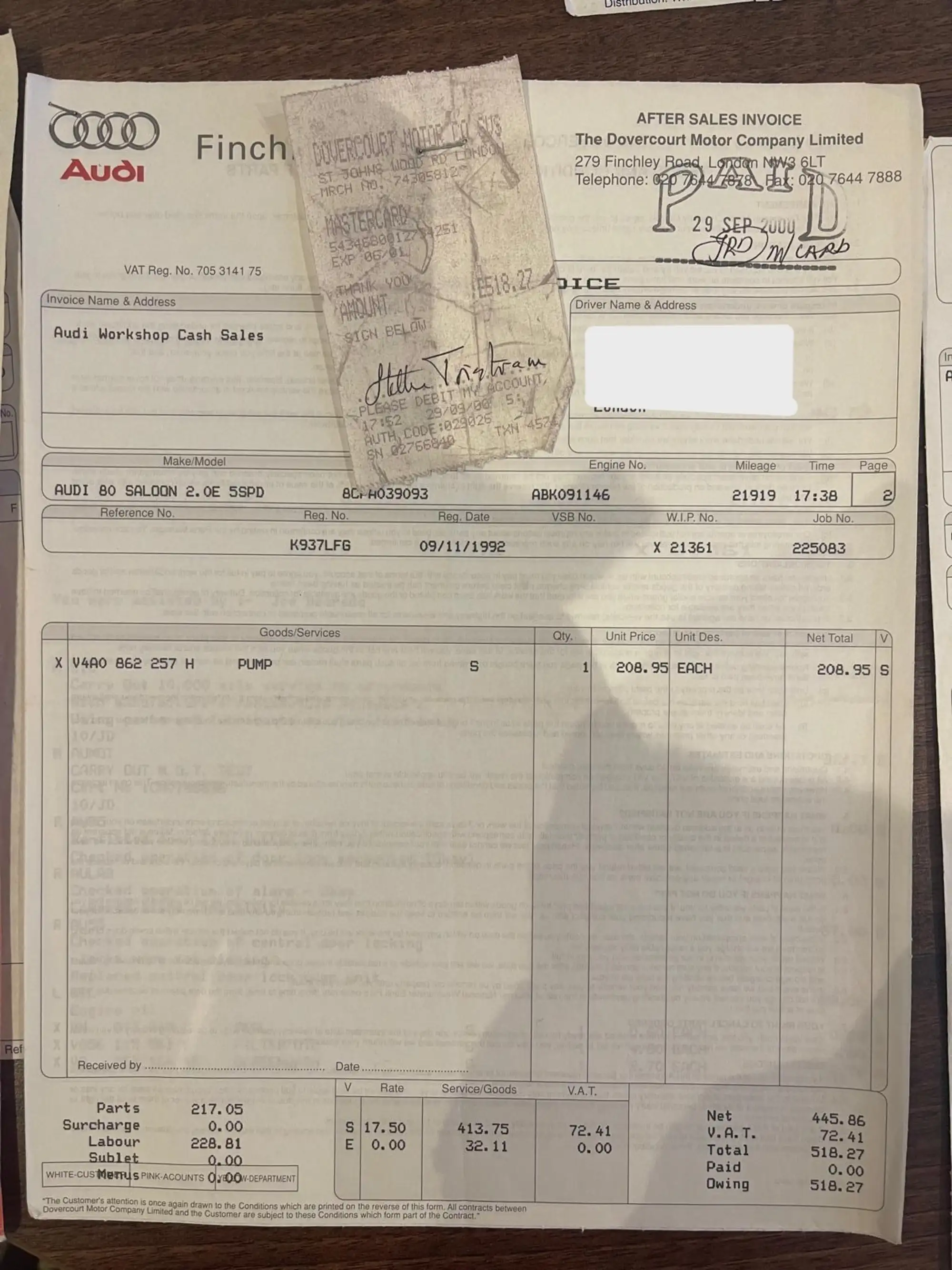 1992 Audi 80 2.0E Saloon-Sold