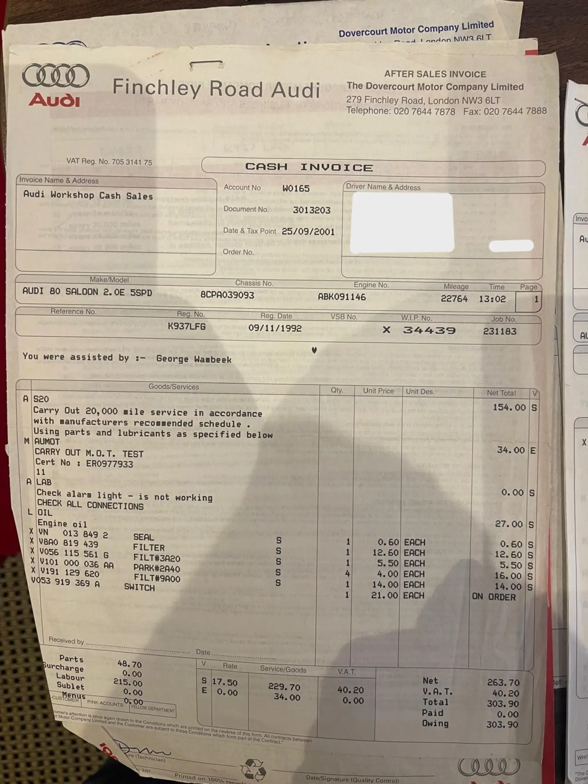 1992 Audi 80 2.0E Saloon-Sold