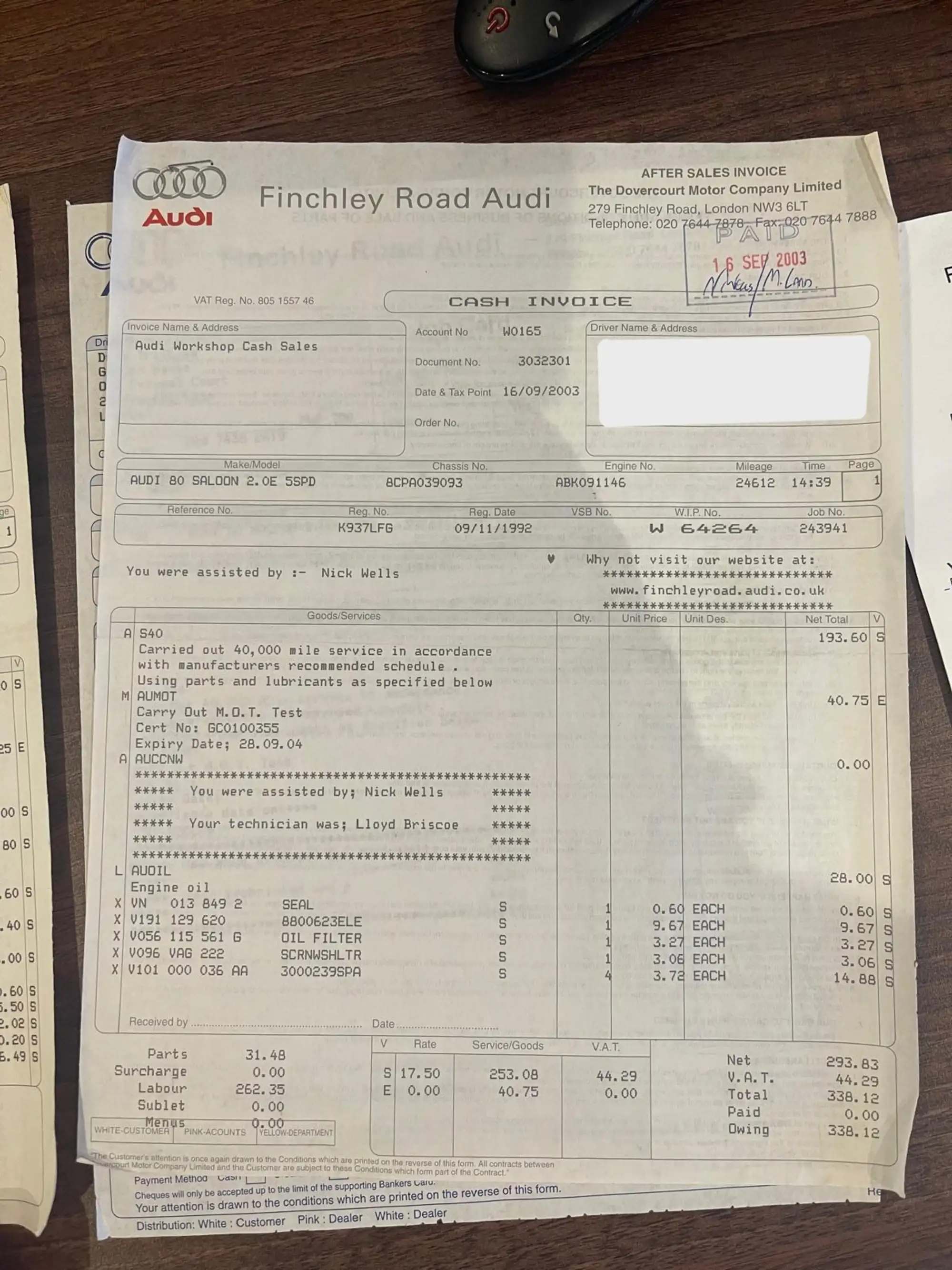 1992 Audi 80 2.0E Saloon-Sold