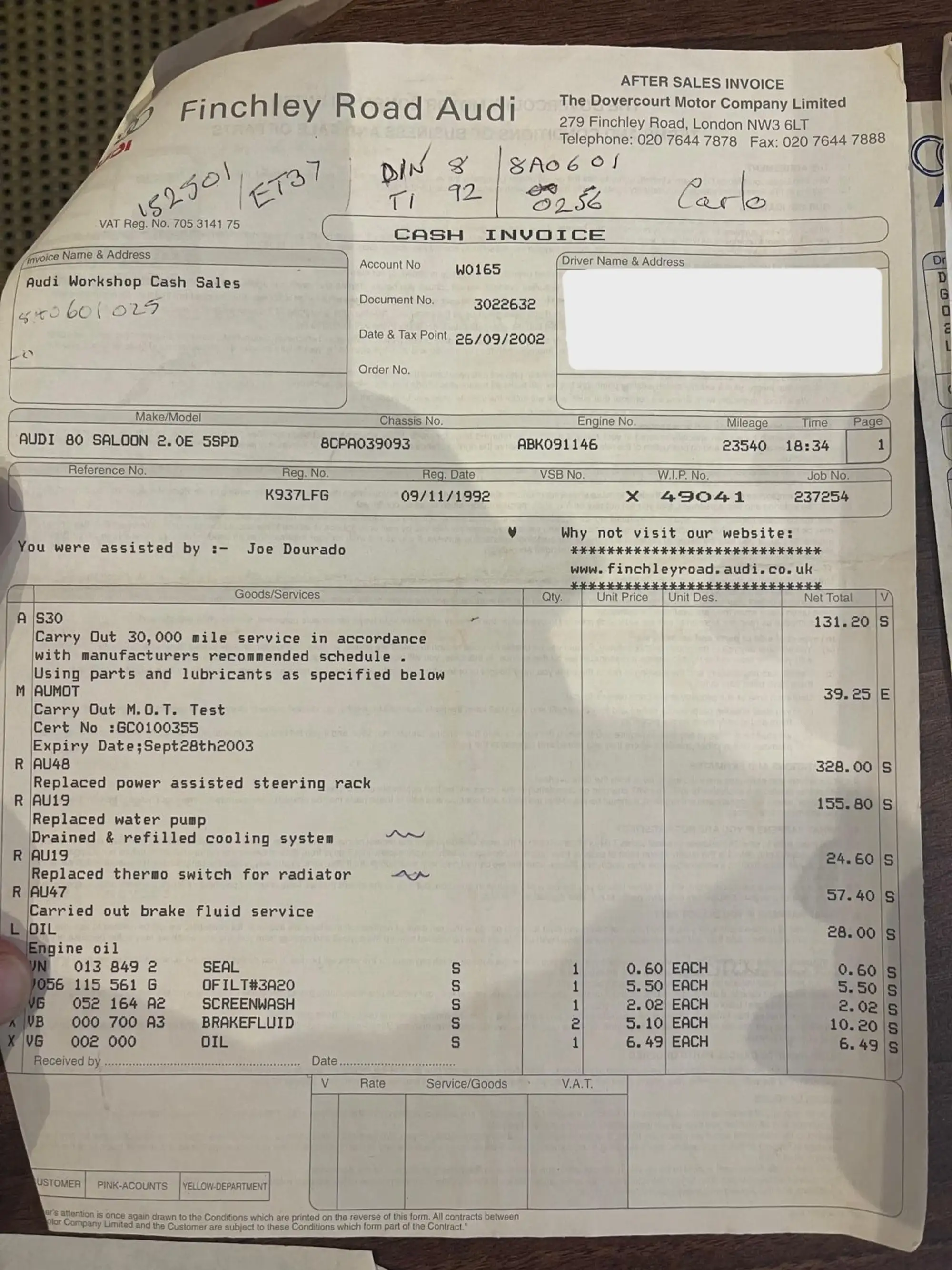 1992 Audi 80 2.0E Saloon-Sold