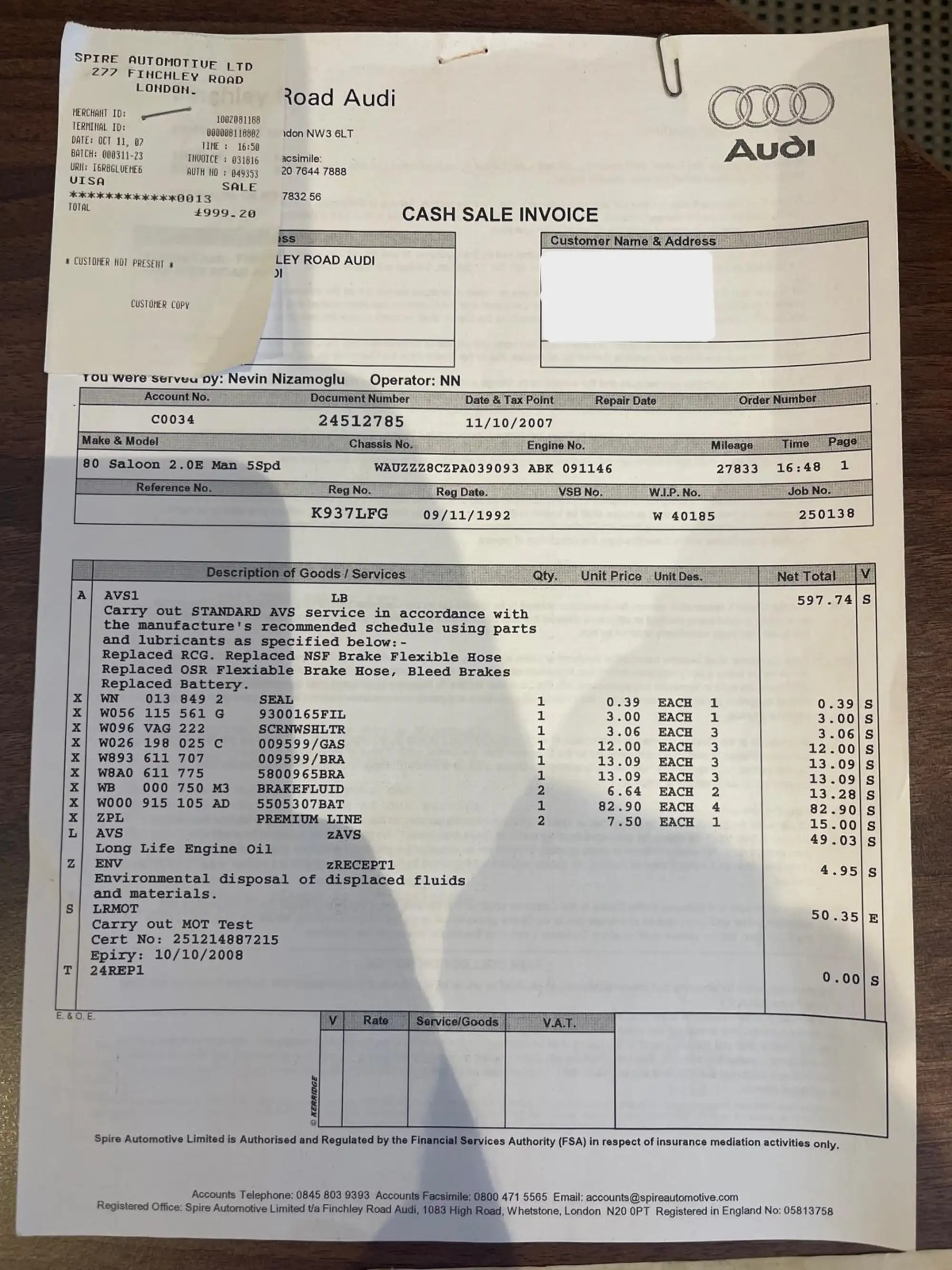 1992 Audi 80 2.0E Saloon-Sold