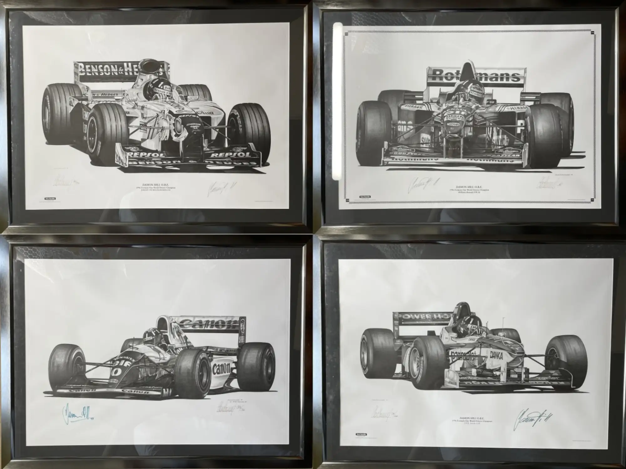 Four Large Damon Hill Limited Edition Prints by Alan Stammer-For Sale