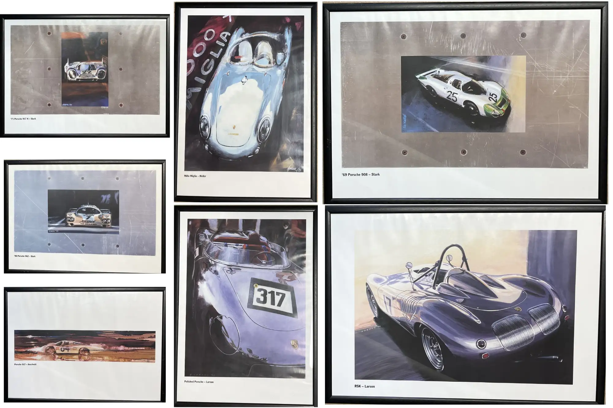Assorted Porsche Framed Posters-For Sale